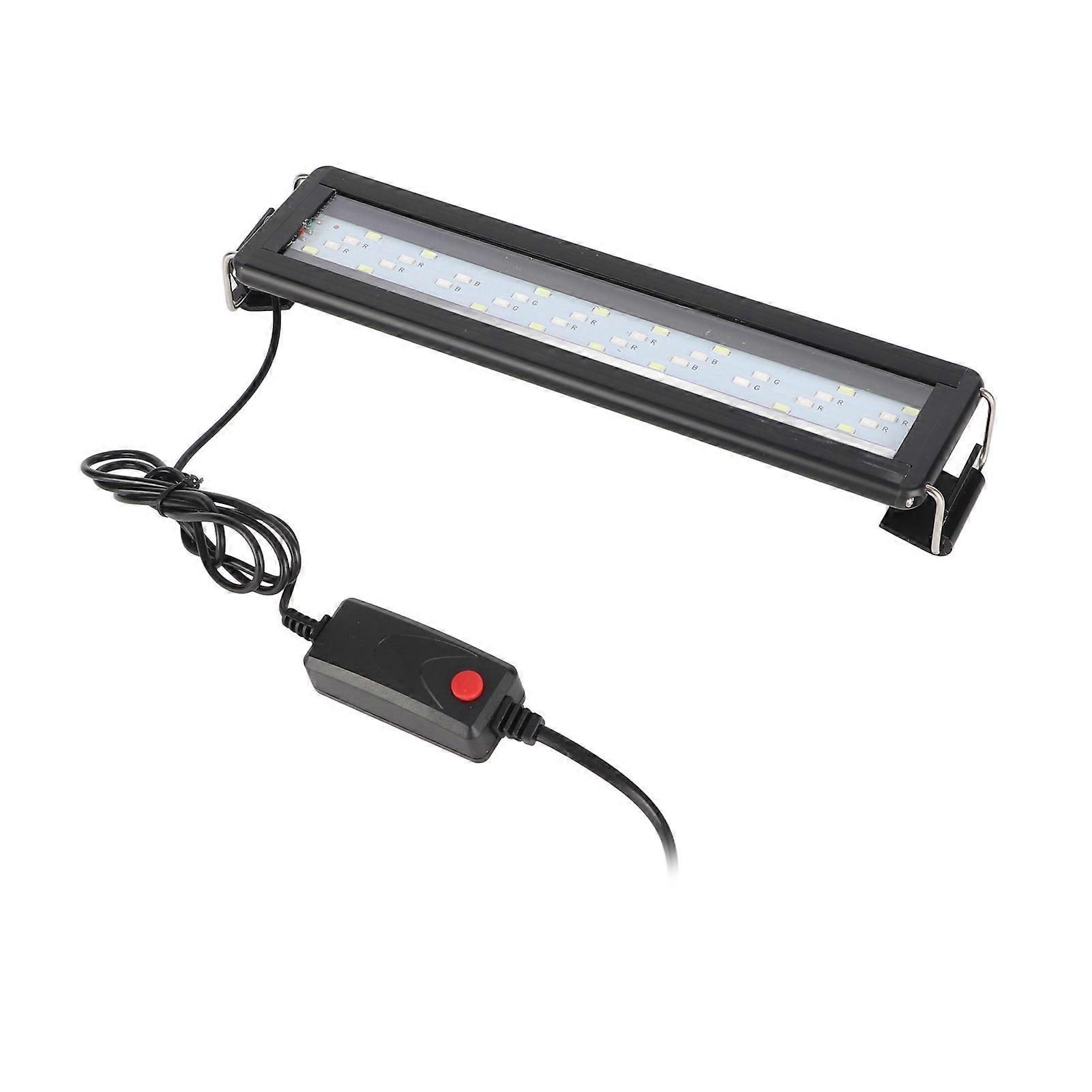 LED Aquarium Light Color Changing 3 Levels Adjustable 4 Rows Fish Tank Light with Extendable Brackets Black US Plug 110V 