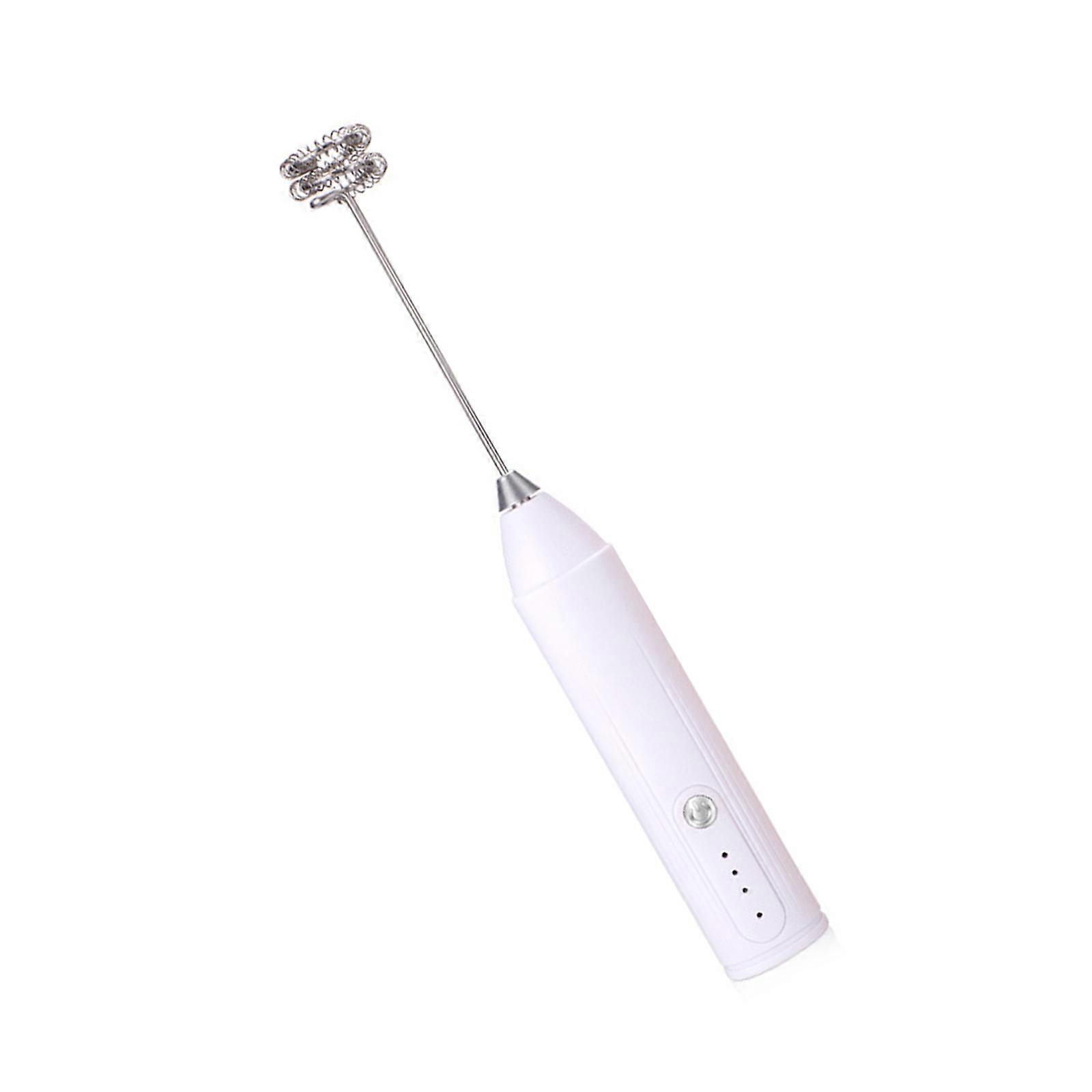 Rechargeable Milk Frother Handheld Electric Foam Maker Waterproof Whisk Drink Mixer Foamer for Latte Cappuccino  White