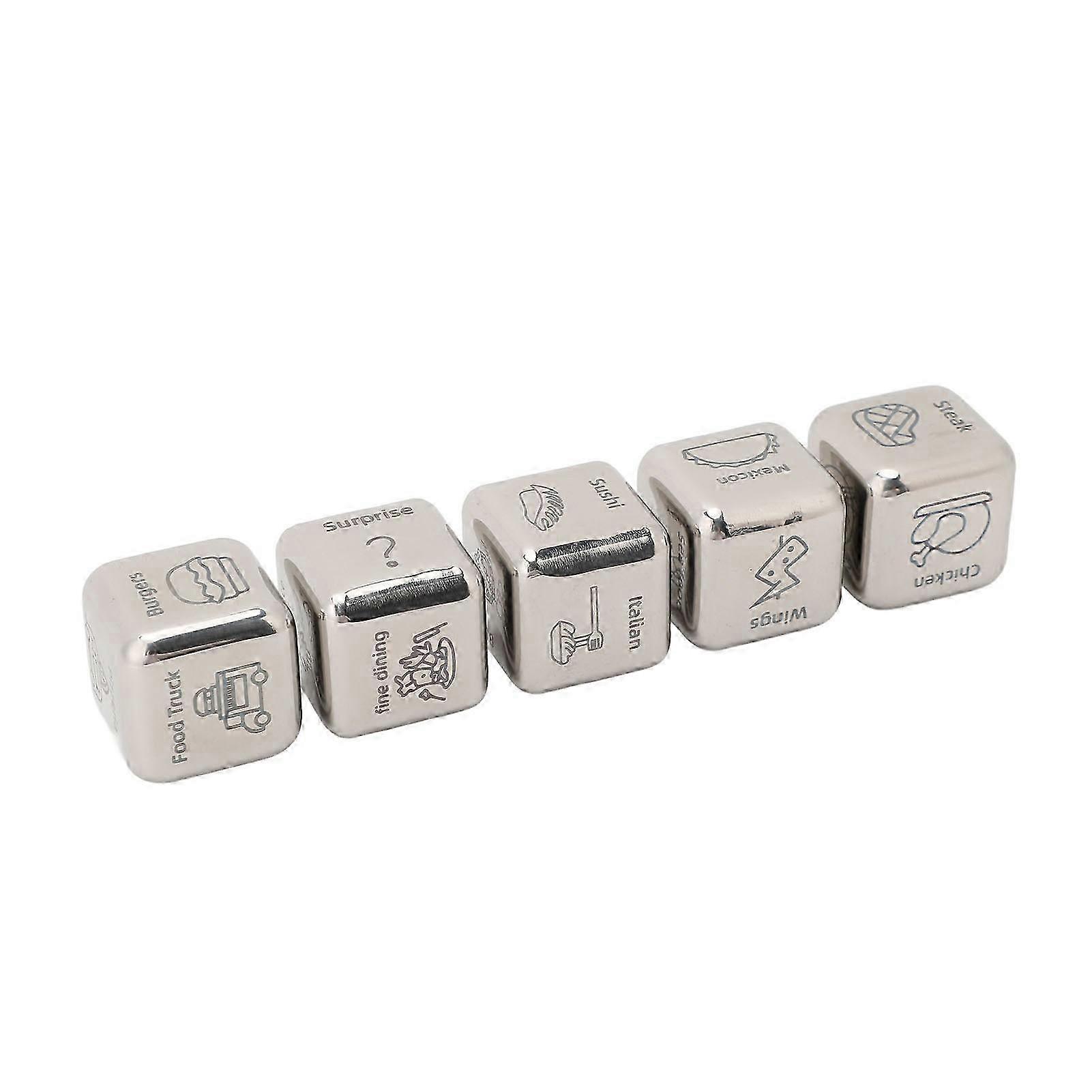 5PC Metal Food Decision Dice for Couples, 30 Meal Patterns Fun Date Night Planner