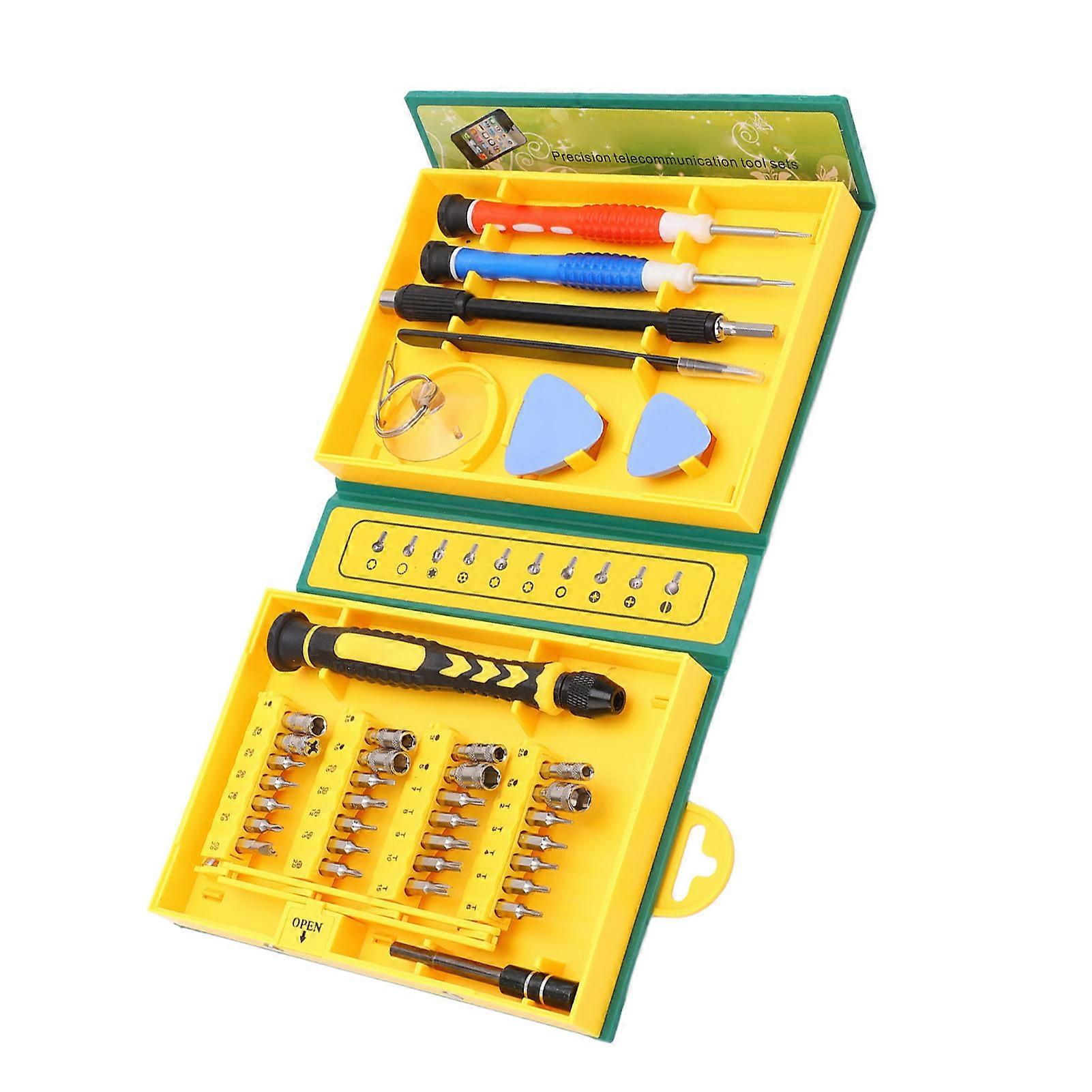 38Pcs Screwdriver Handle Bit Kit Connecting Rod Suction Cup Tweezer Case Prying Tool Screwdriver Set