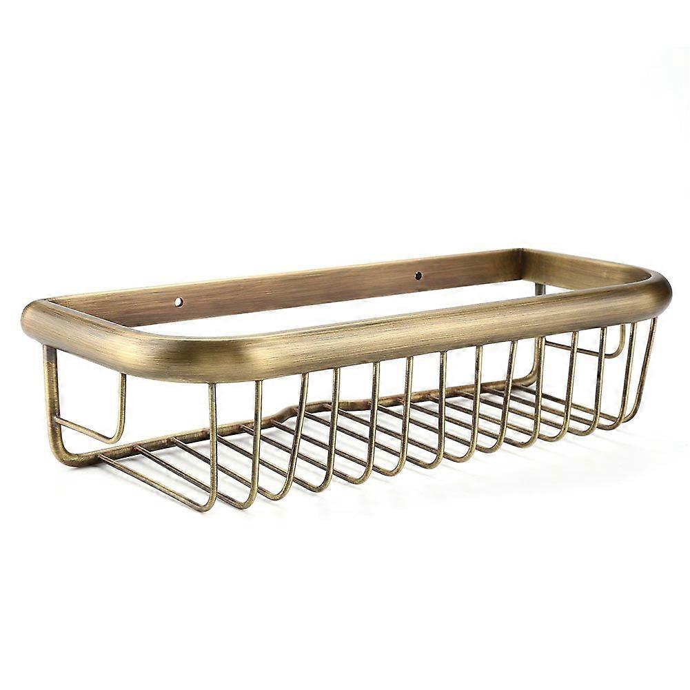Bathroom Shower Shelf 30cm Solid Copper Rectangular Wall Mounted Hollow Caddy For Soap And Shampoo Storage