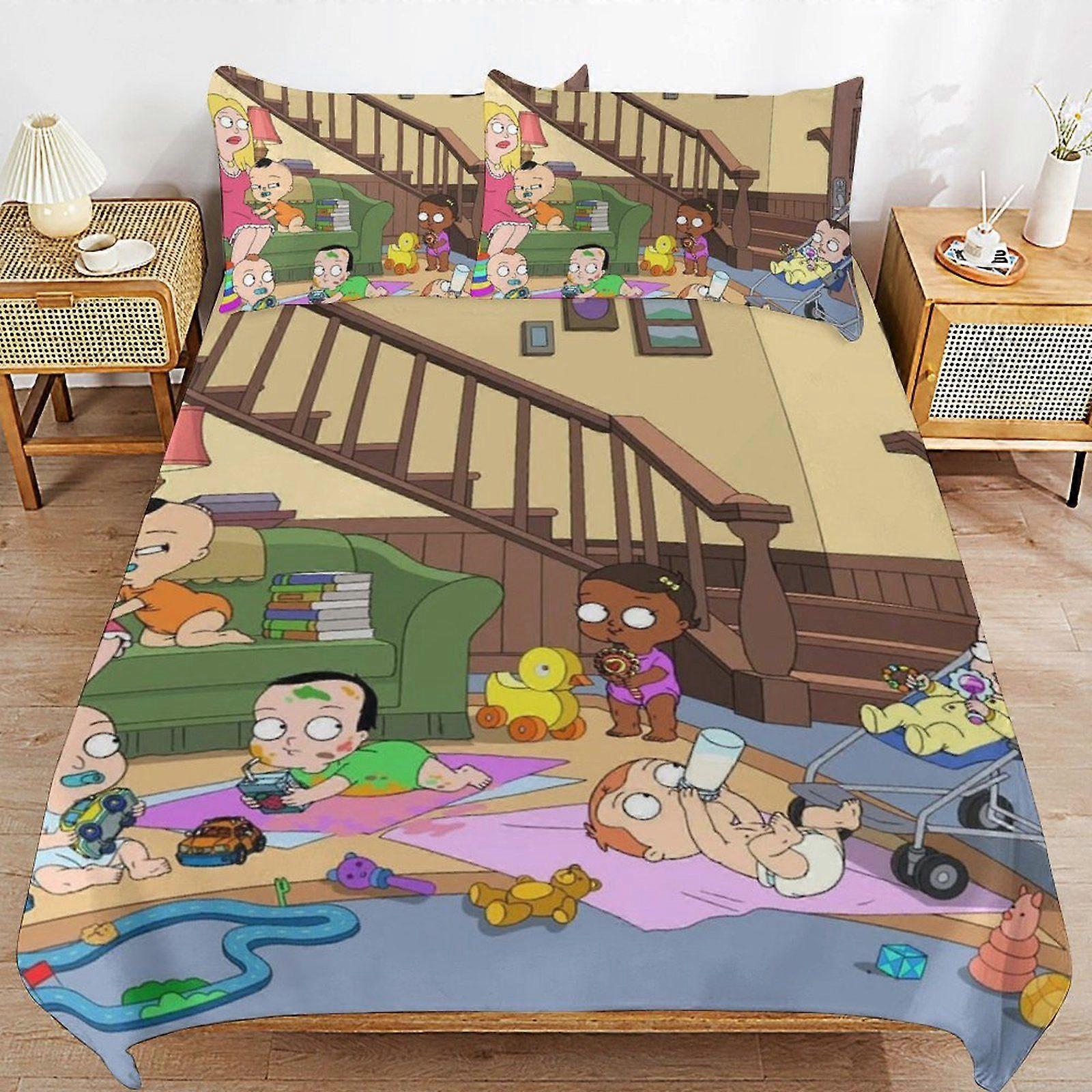 w500 American Dad Ultra Smooth Touch Durable Comfort Secure Zipper Sleep Set Duvet Cover Sets Everyday Use m500