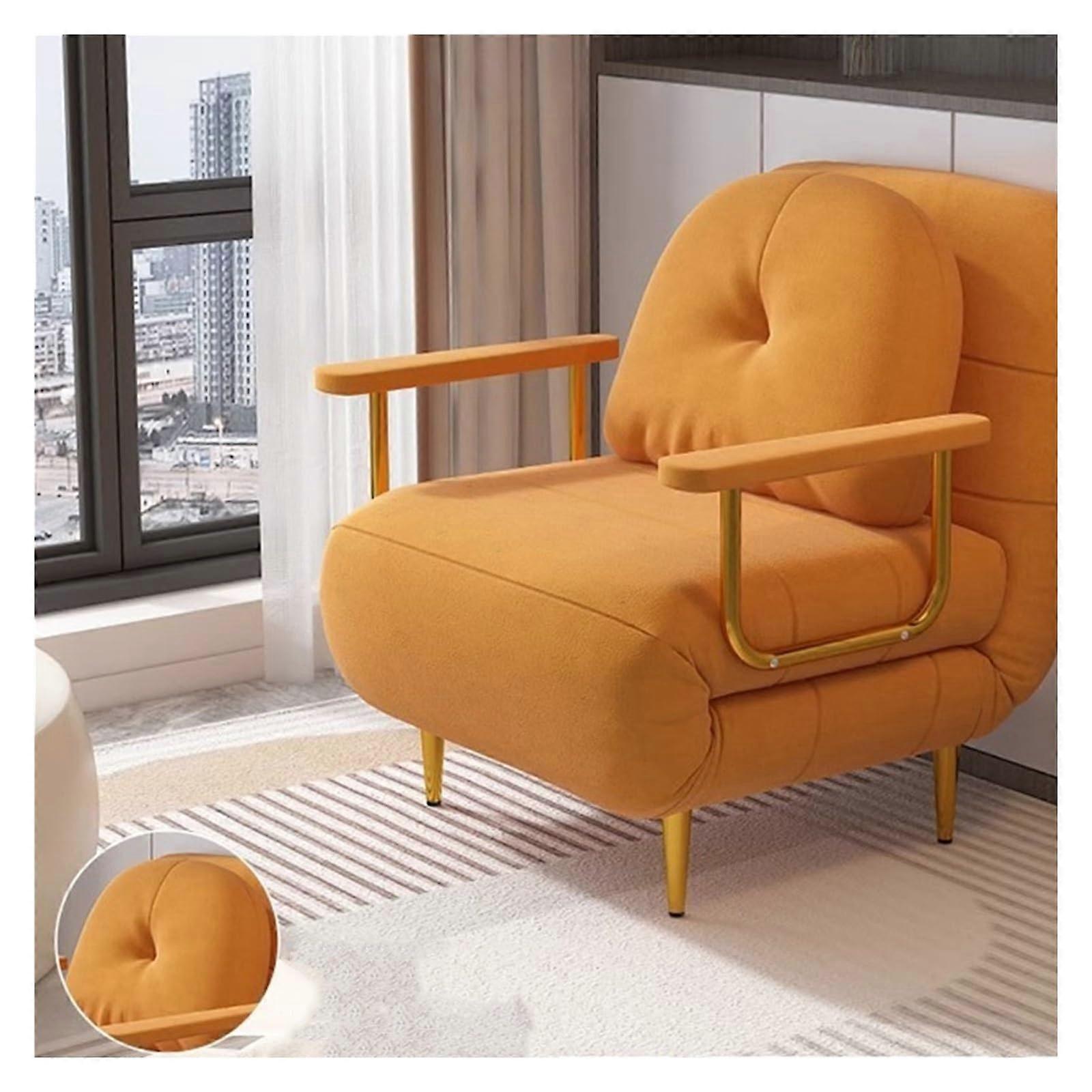 Modern Sleeper Sofa Bed Orange Twin Daybed With Adjustable Backrest Convertible Folding Recliner For Living Room Or Bedroom