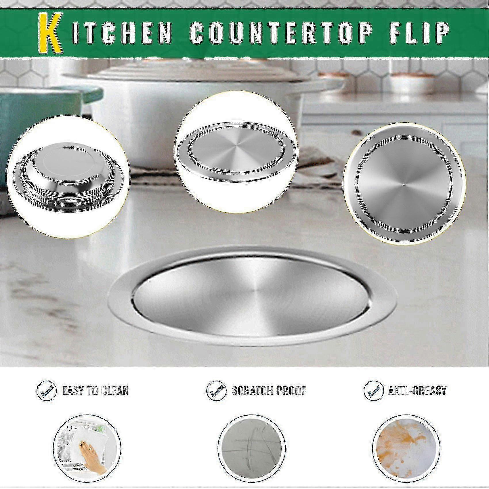 WXHStainless Steel Trash Lid Trash Can Covered Flush Built-in Balanced Swing Trash Lid Lid Trash Lid