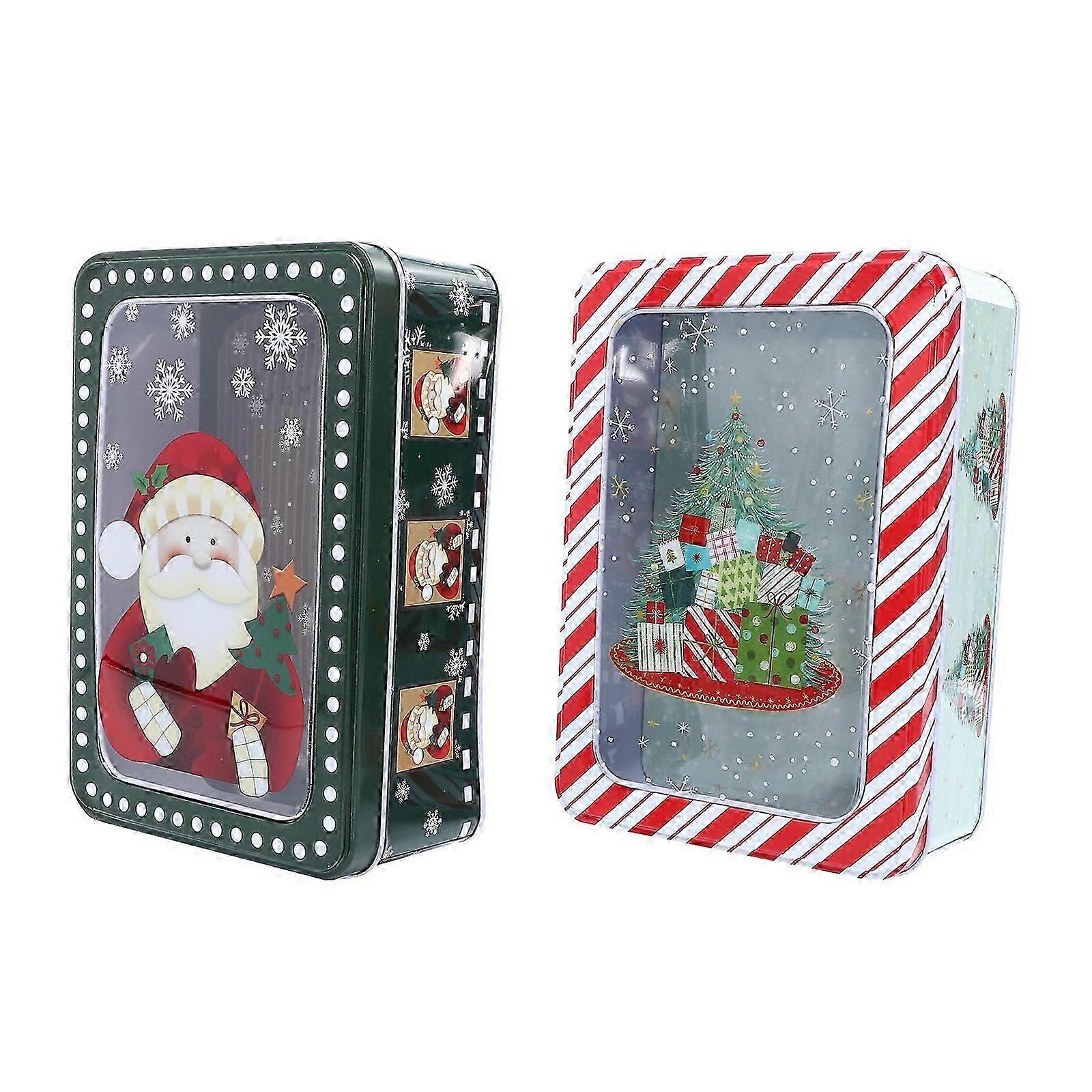 2Pcs Christmas Themed Candy Boxes Cookie Storage Box Gift Packing Boxes