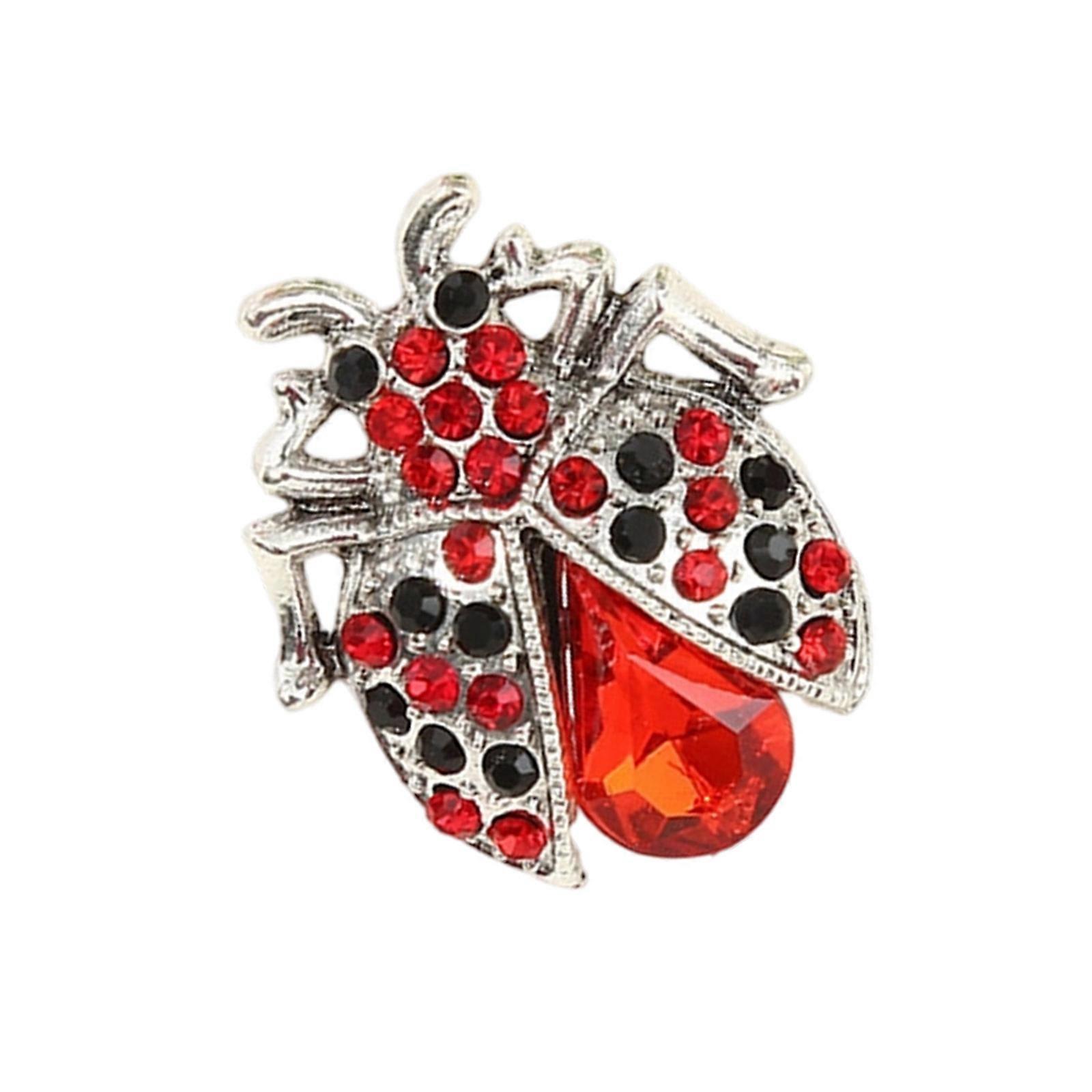 Sparkling Rhinestones Gogga Brooch Laple Pin With Secure Lock Clasp For Evening Event And Daily Accessories  Silver Red