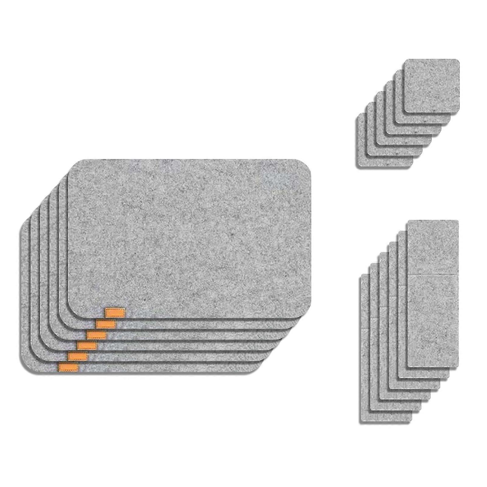 Unique Felt Dining Placemats Set of 6 with Thermal Protections Home Kitchens Decors for Casual and Formal Setting  Light Grey