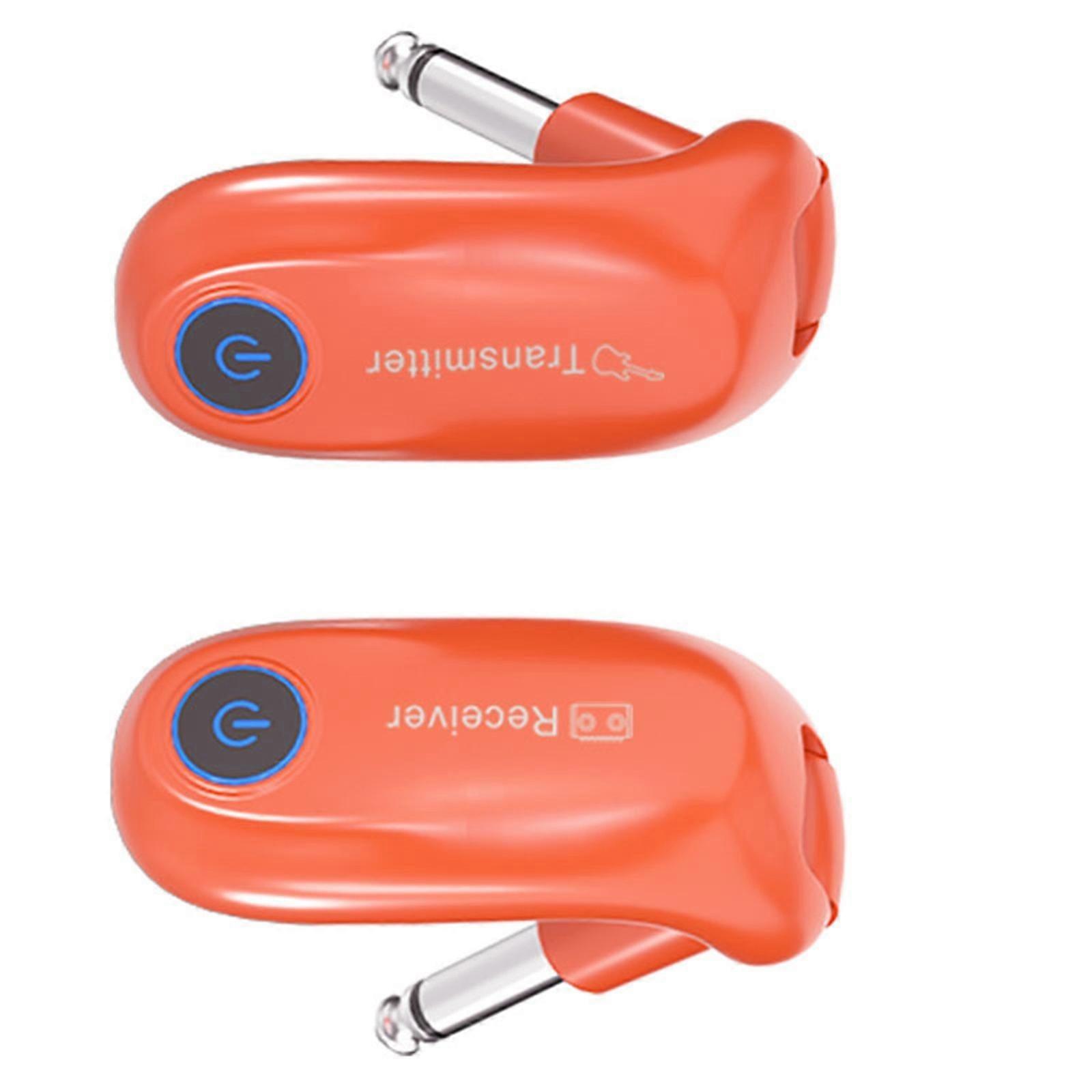 Wireless Guitar System Transmitter and Receiver Suitable for Multiple Instrument Guitar Bass Keyboards Drum Rechargeable  orange color