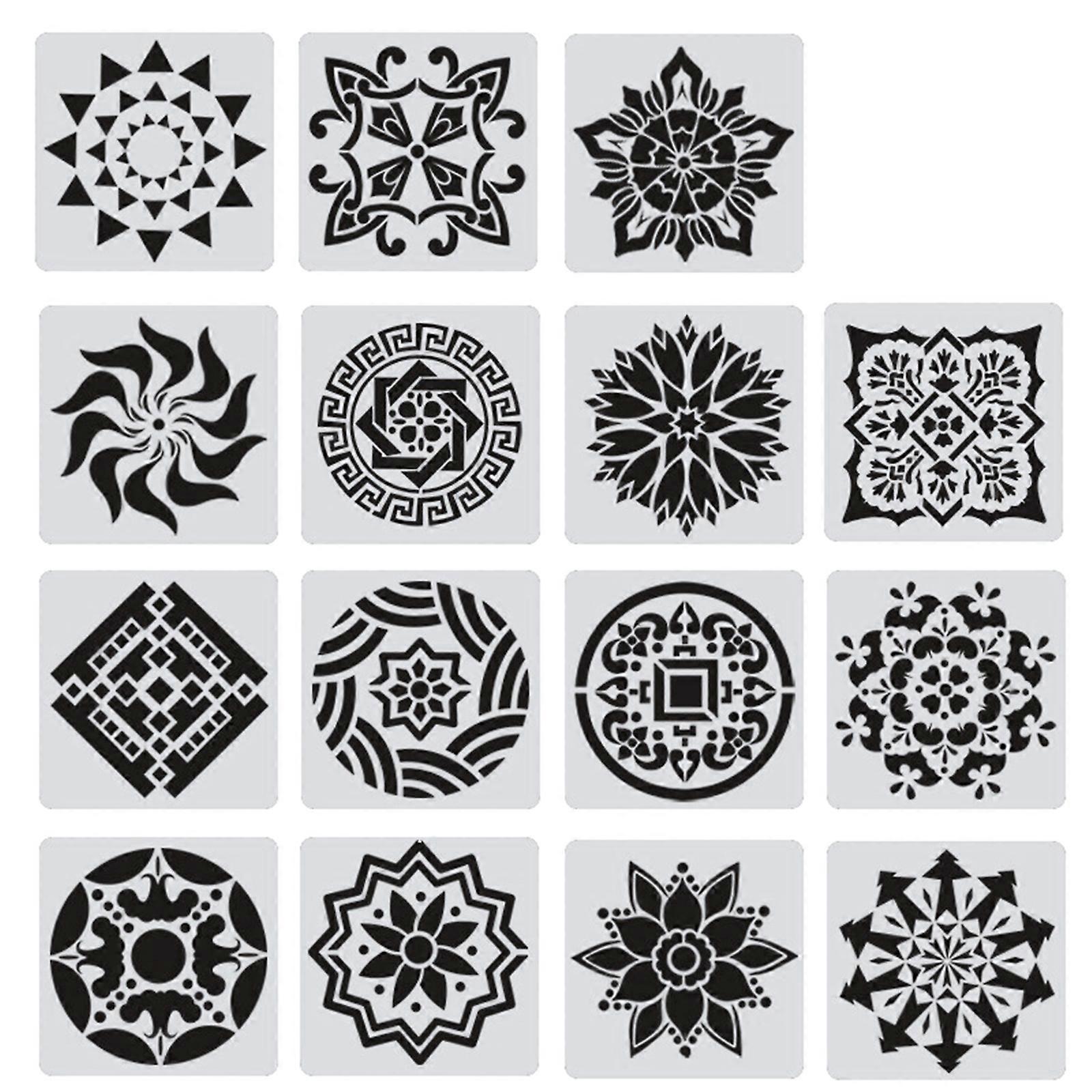 Artistic Design Mandalas Stencils For Home Decors School Art Class Reusable Templates With Intricate Cutout Patterns Multicolor