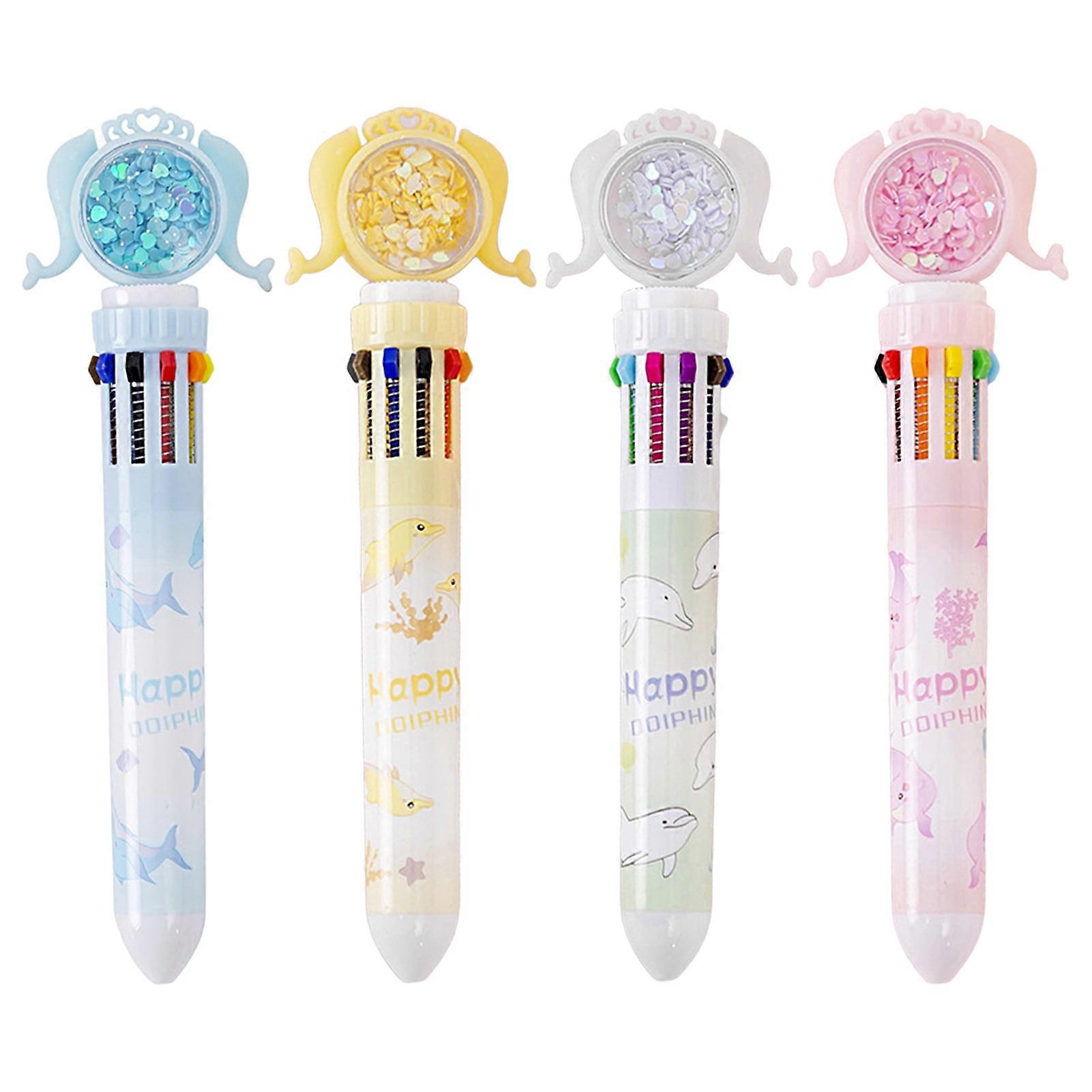 Hesroicy Non-slip Dolphin Ballpoint Pen - Smooth Writing Press Type Pen with Multicolored Ink