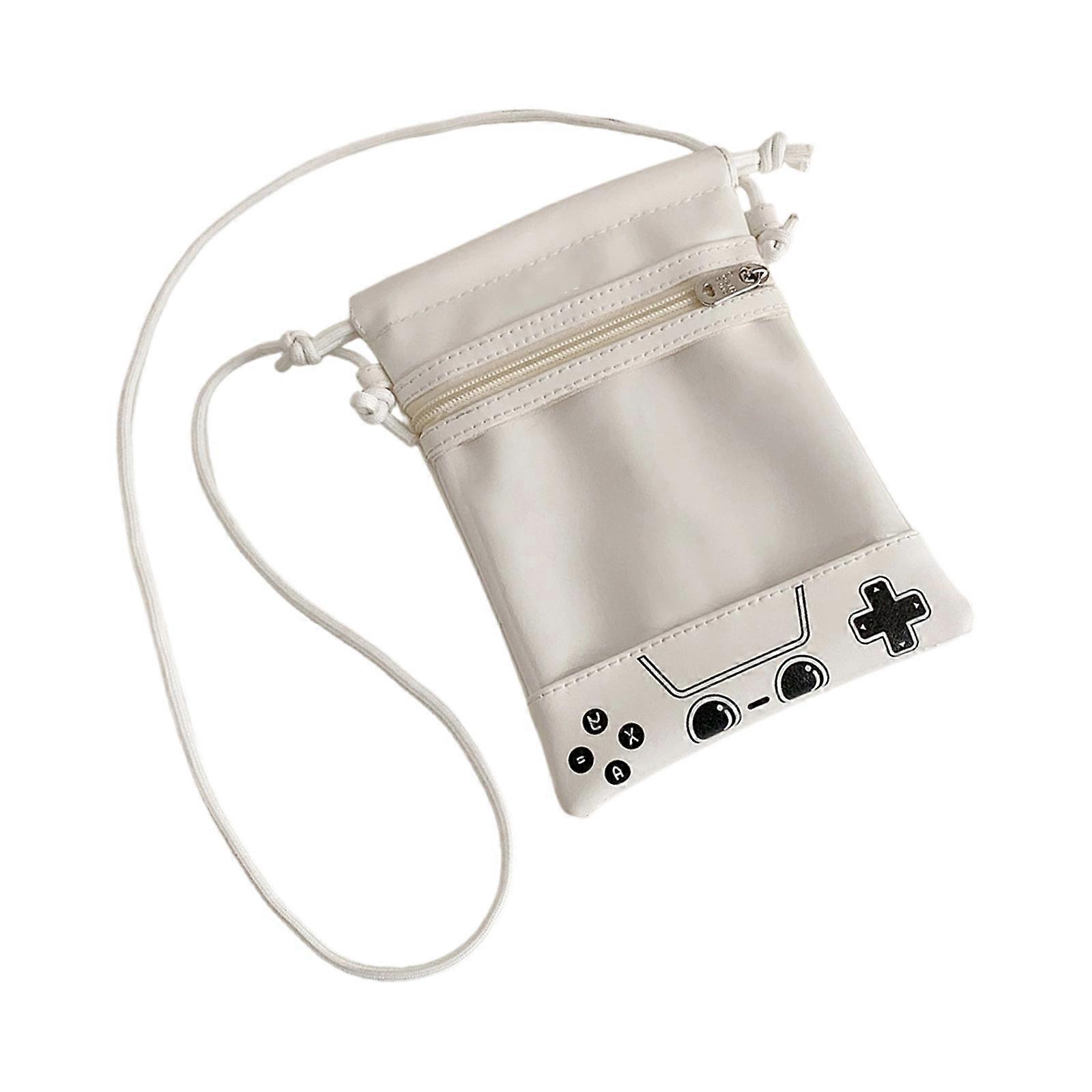 Dustproof Drawstring Crossbody Bag PU Storage Pouch For Plush Toy Multipurpose Compact Organizers  White