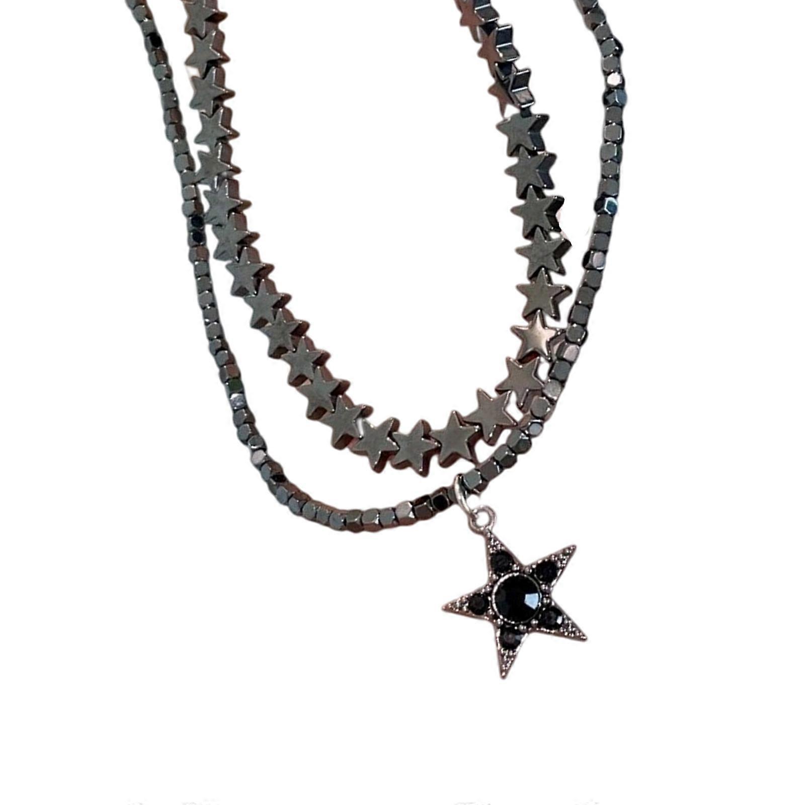 Mysterious Moon Star Layer Necklace Interchangeable Stacking Chains Gothic Jewelry for Unique Styles Multicolor