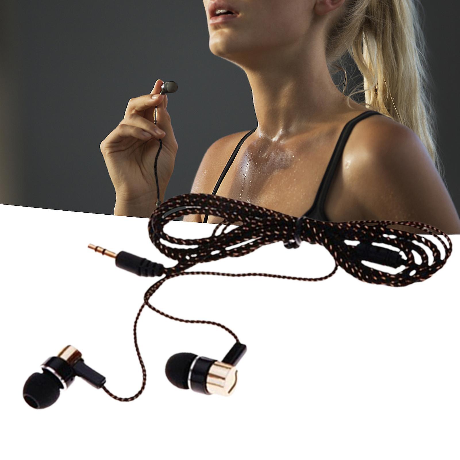 Headset Stereo Noise Reduction Tpe 3.5mm In-ear Wired Stereo Braid Earphone For Dormitory