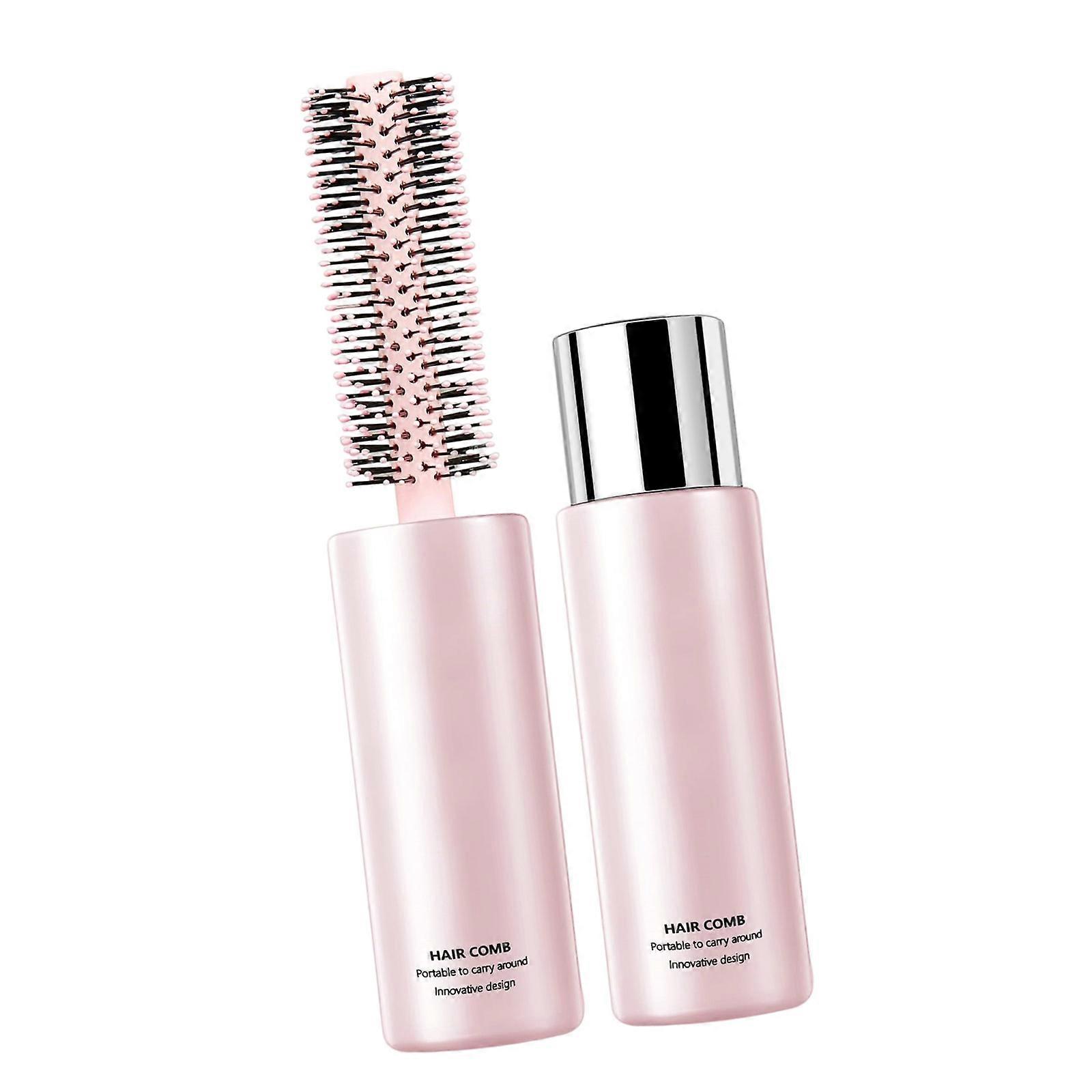 Efficient Hair Roller Brush For Fast Styling Silicone Coated Bristles ABS Build Portable Design Ideal Busy Lifestyle  Pink