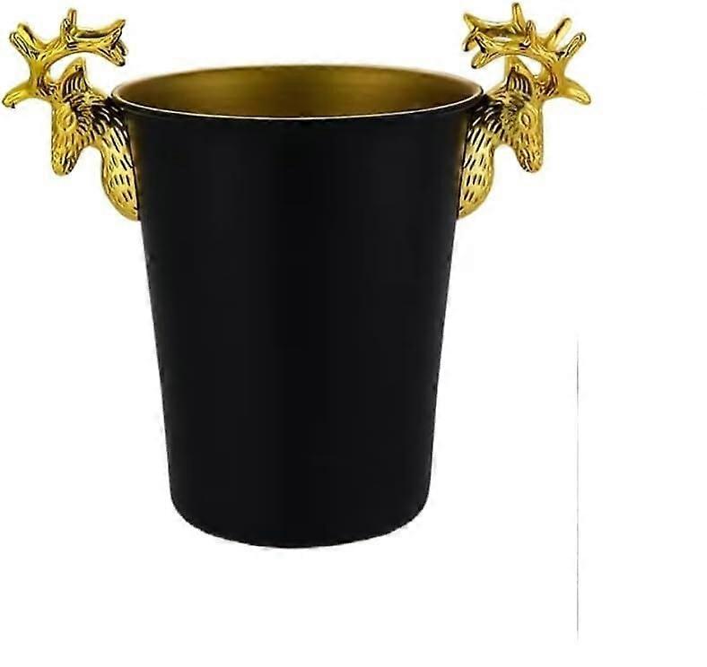 Ice Bucket with Lid and Ice Tongs, Double Layer Insulated Wine Beer Cooler for Bar KTV Parties (Black)