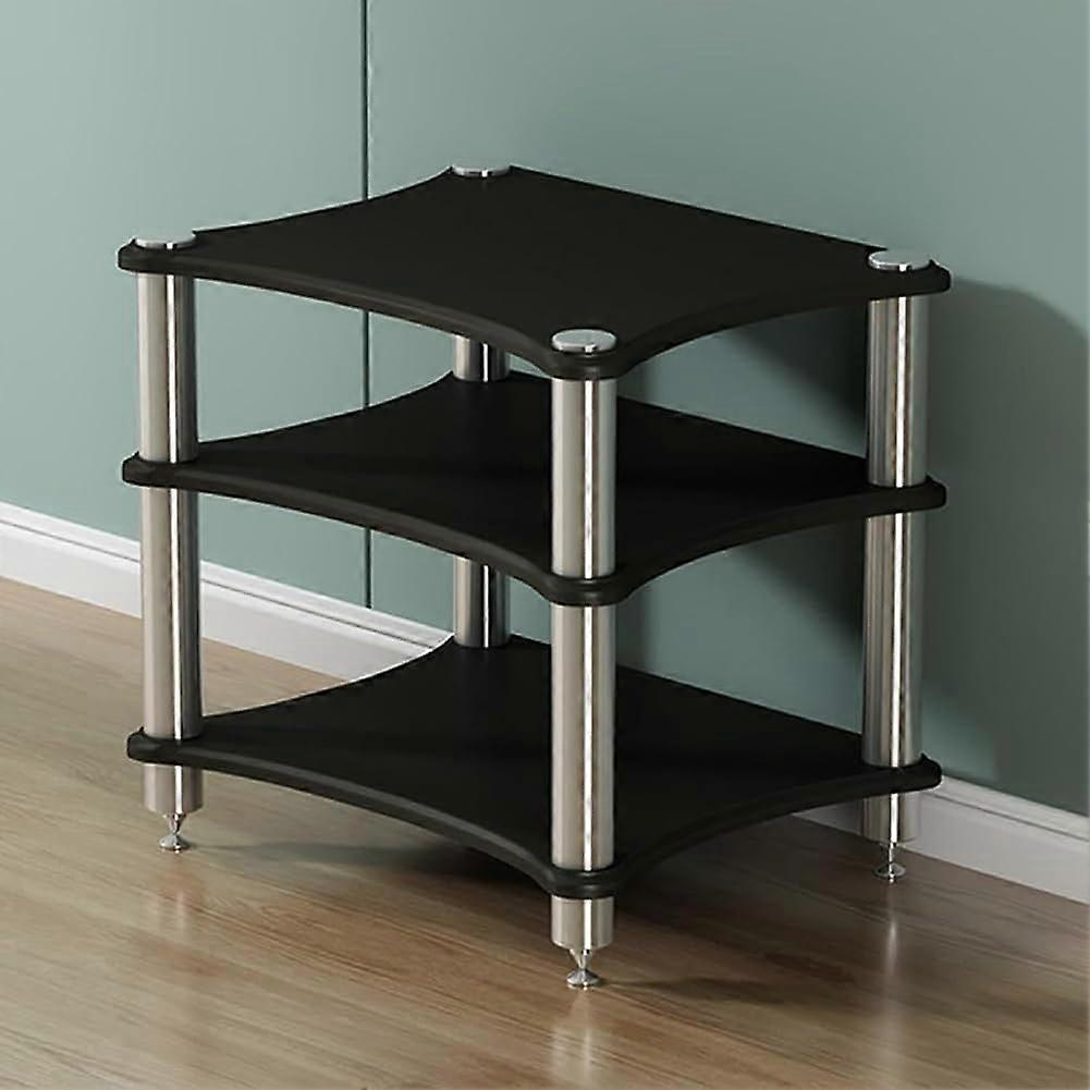 AV Media Stand 3Tier Black Corner Entertainment Center For Record Player And TV Box