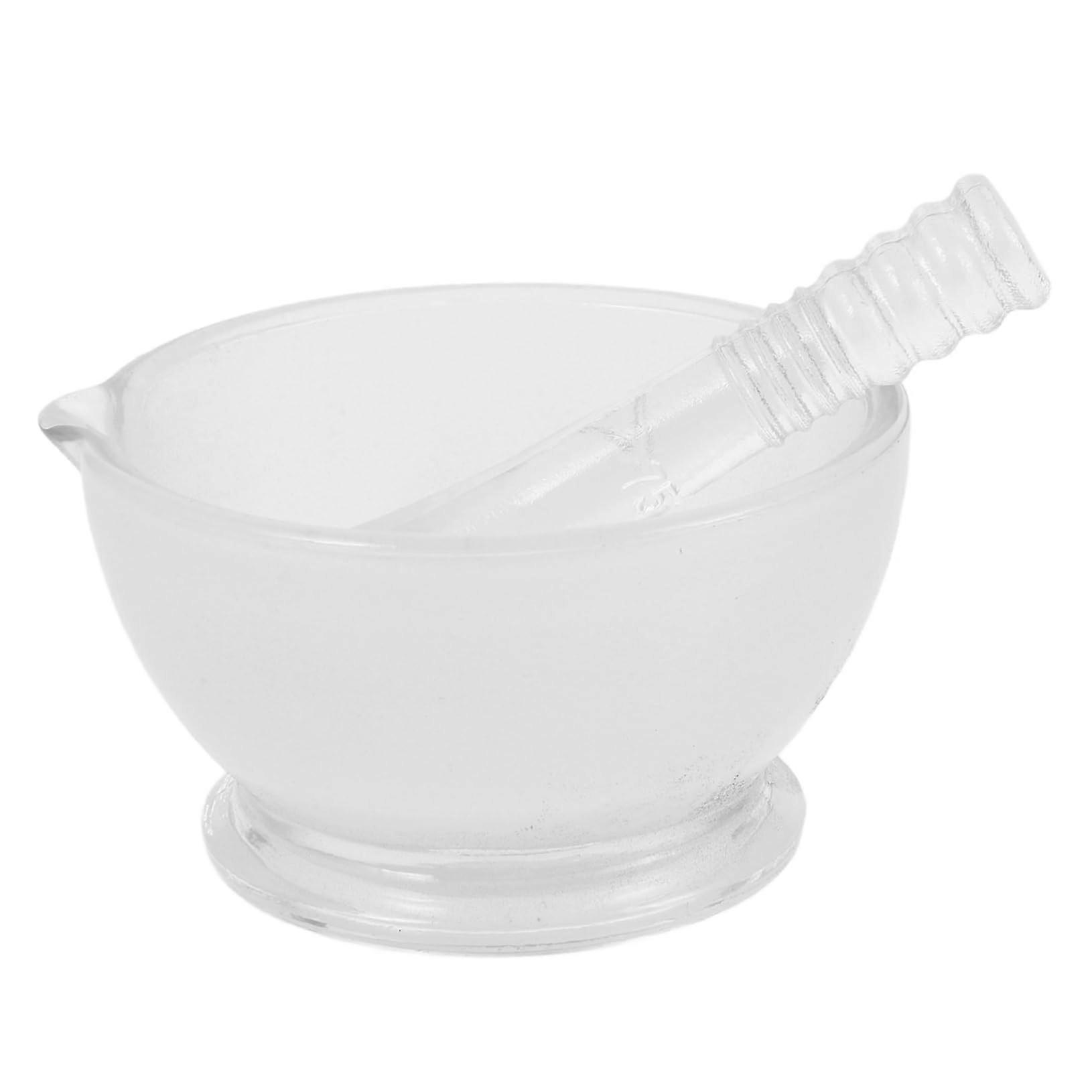 Glass Mortar and Pestle Set with Non Slip Base for Kitchen and Laboratory Herbs and Spices