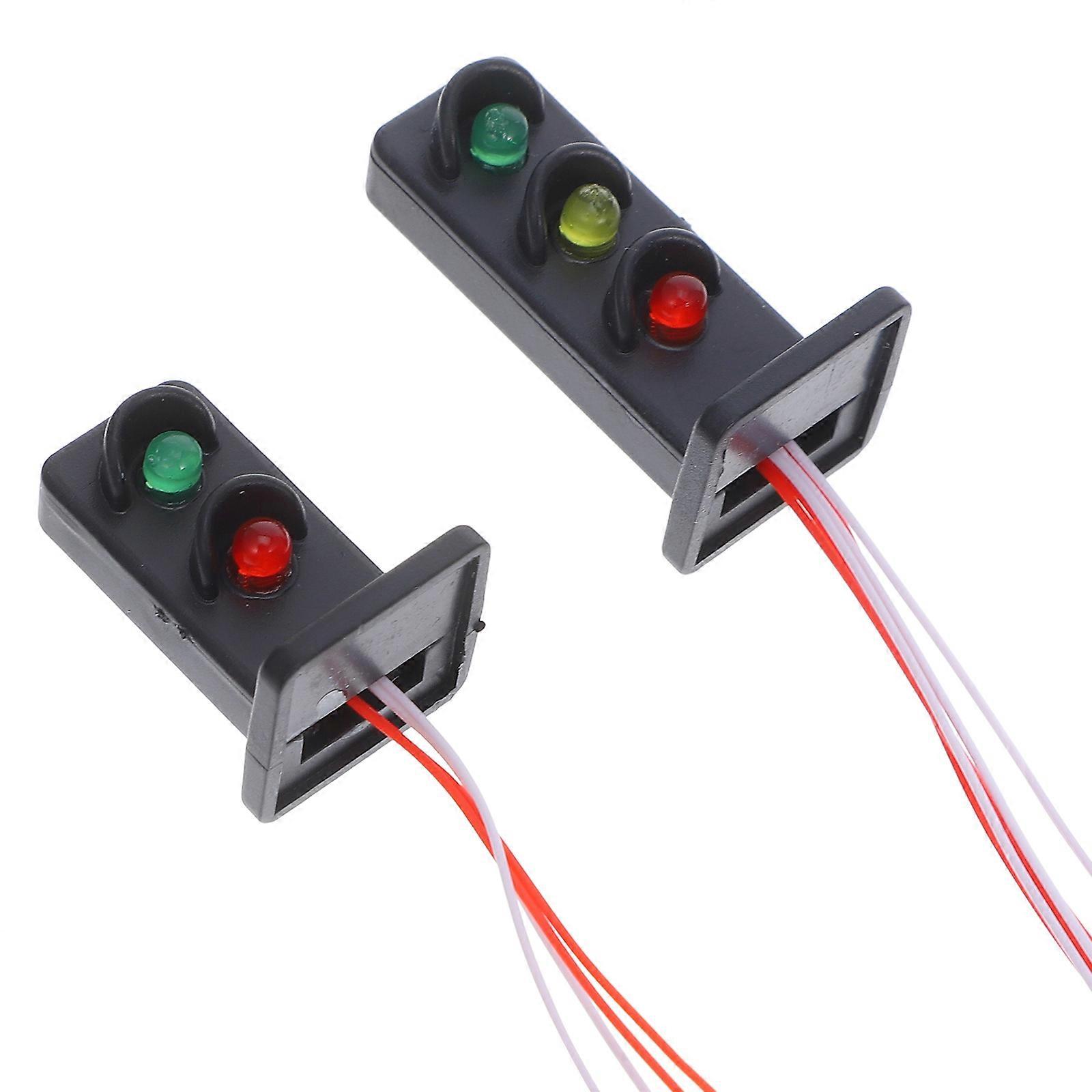 Model Material Train Signal Light Model for Decoration Use 2Pcs Black ABS