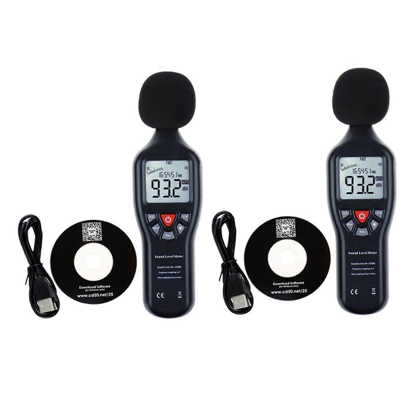 2X High-Precision Noise Sensor Decibel Meter, Noise Meter Noise Meter, Noise Recorder Measuring 30-130DB USB Recording