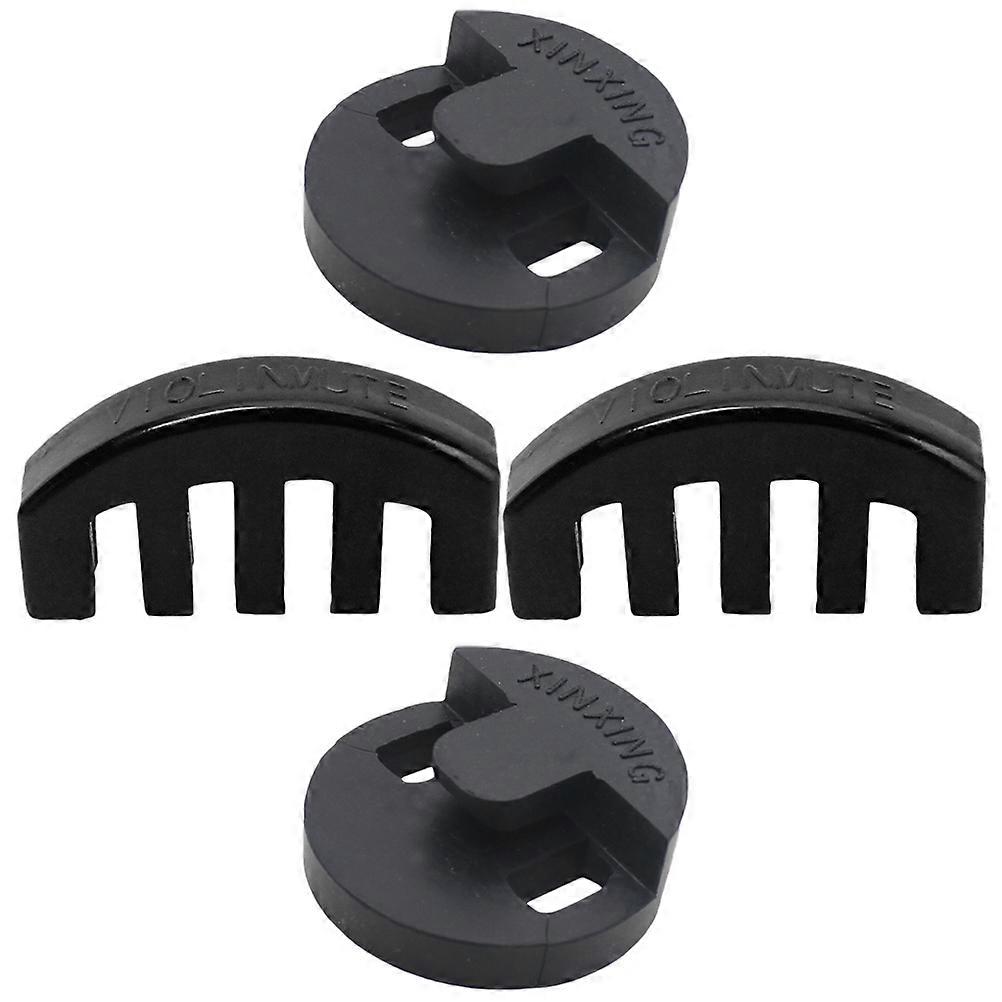 Black Rubber Violin Mute for Gentle Sound and Tone Quality Perfect for Practicing and Performing 4pcs