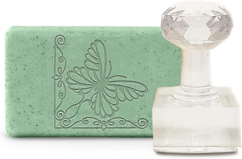 Handmade Soap Stamp Butterfly Lace Acrylic Soap Stamp with 1.57" Removable Handle Embossing Soap Stamps Soap Making for Cookie Clay Pottery Biscuits G