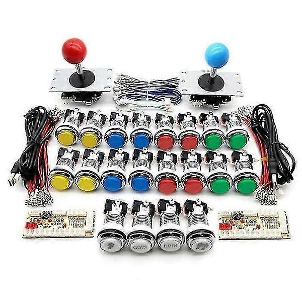 Arcade DIY Kit Part 2X 8-way Joystick + 16X LED Illuminated Push Buttons + 2 Players