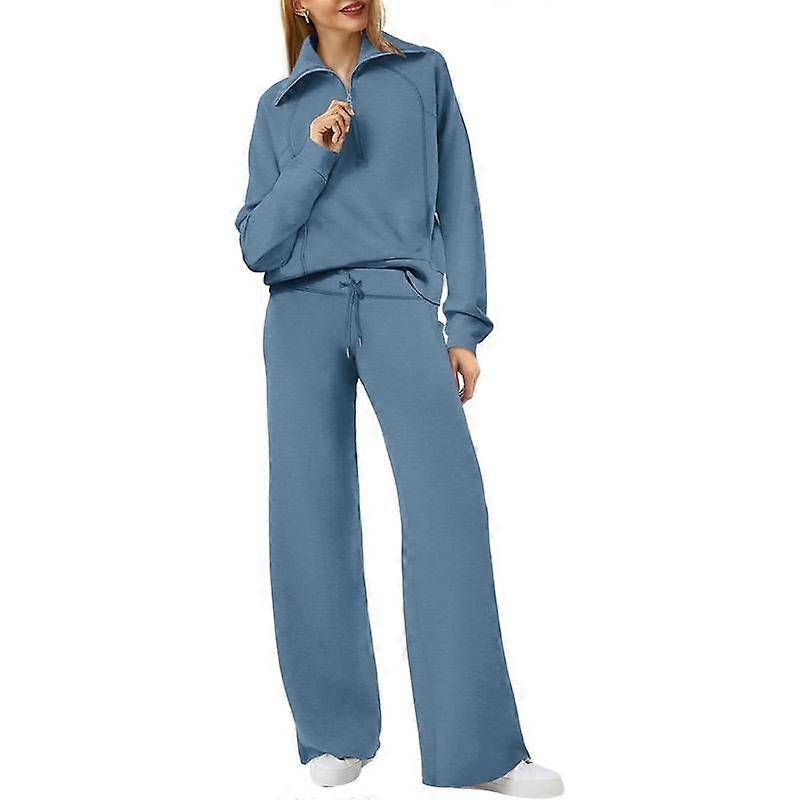 OFEEFAN Lounge Sets For Women 2025 Half Zip Sweatshirt And Wide Leg Sweatpant 2 Pie   ce Outfits Sweatsuit Tracksuit  tiktokshopblackfriday 
