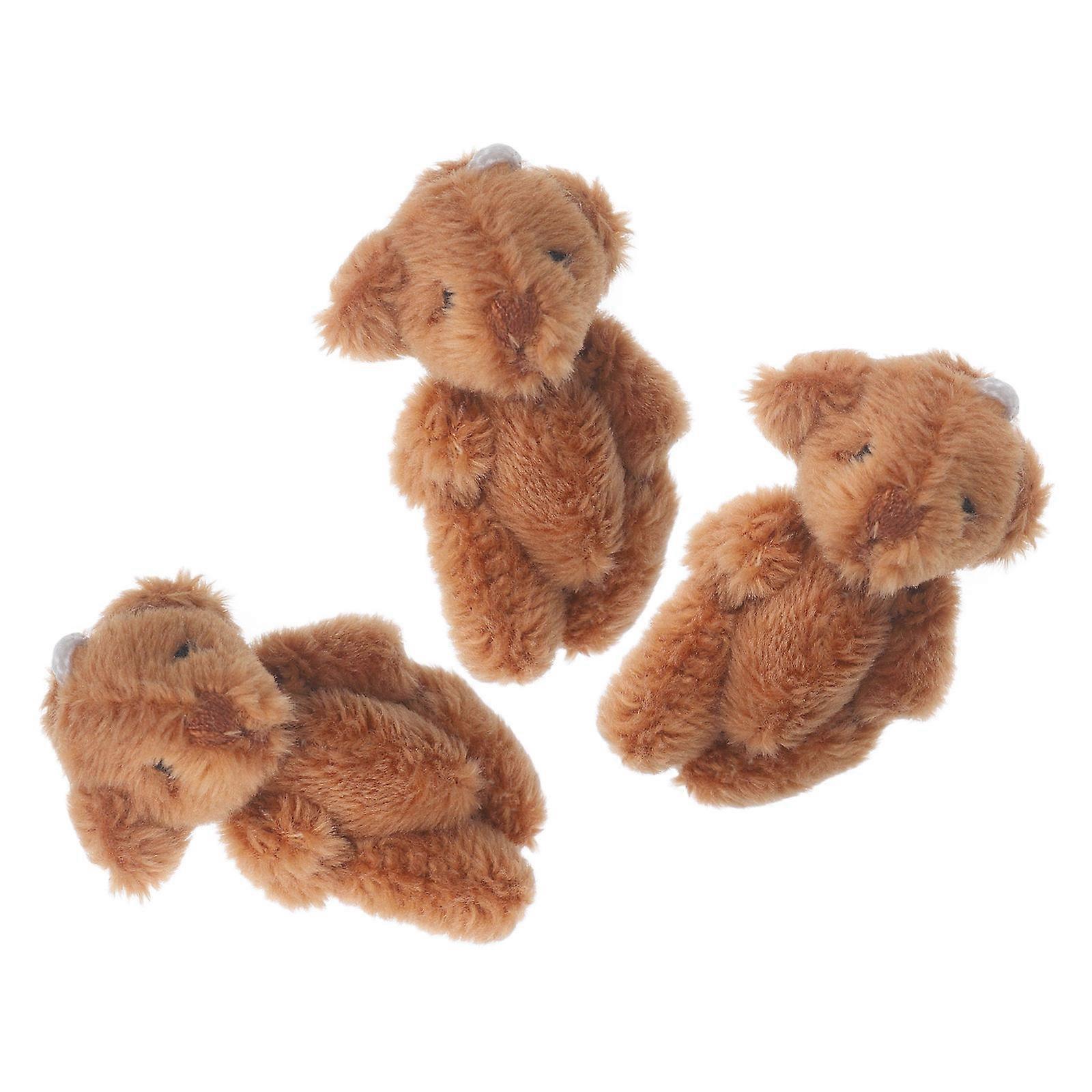 Mini Plush Bears Statues for Decor 3Pcs Coffee Plush Material Bears