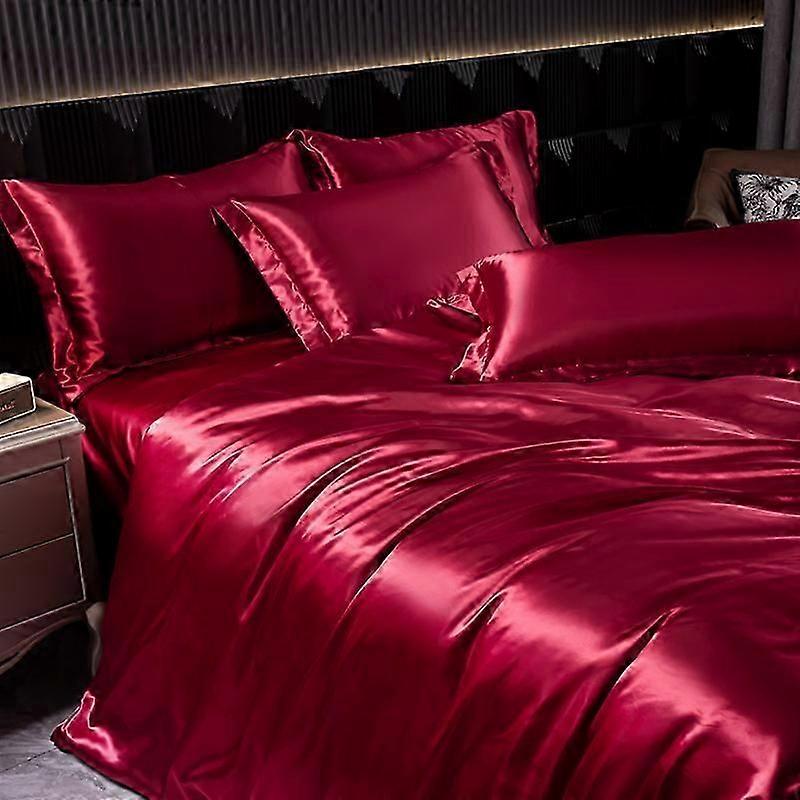 Luxury Silk 4-Piece Bedding Set with Printed Dyeing