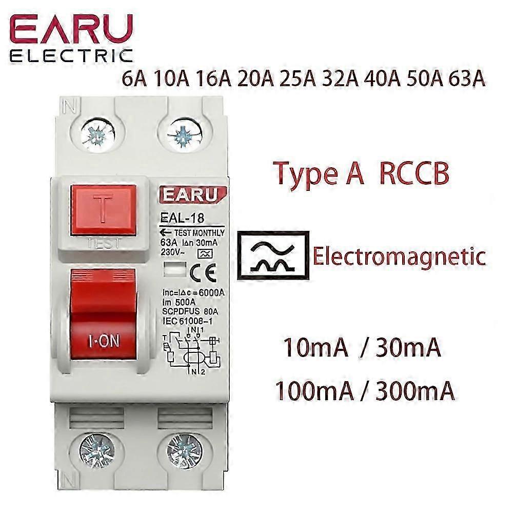2P 32A 10/30/100/300mA Typ A RCCB RCD ELCB Elektromagnetischer Fehlerstromschutzschalter Differenzialschalter Sicherheitsschalter