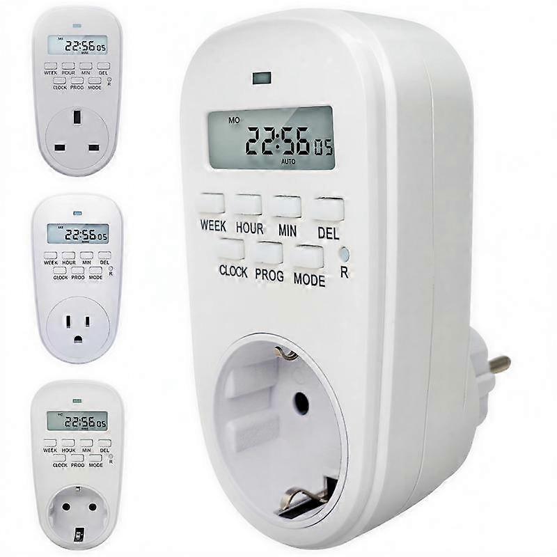 EU Plug Smart Electronic Digital Time Controller Timer Switch Socket Energy Saving Kitchen Timer Outlet Week Hour Adjustable Timing Socket