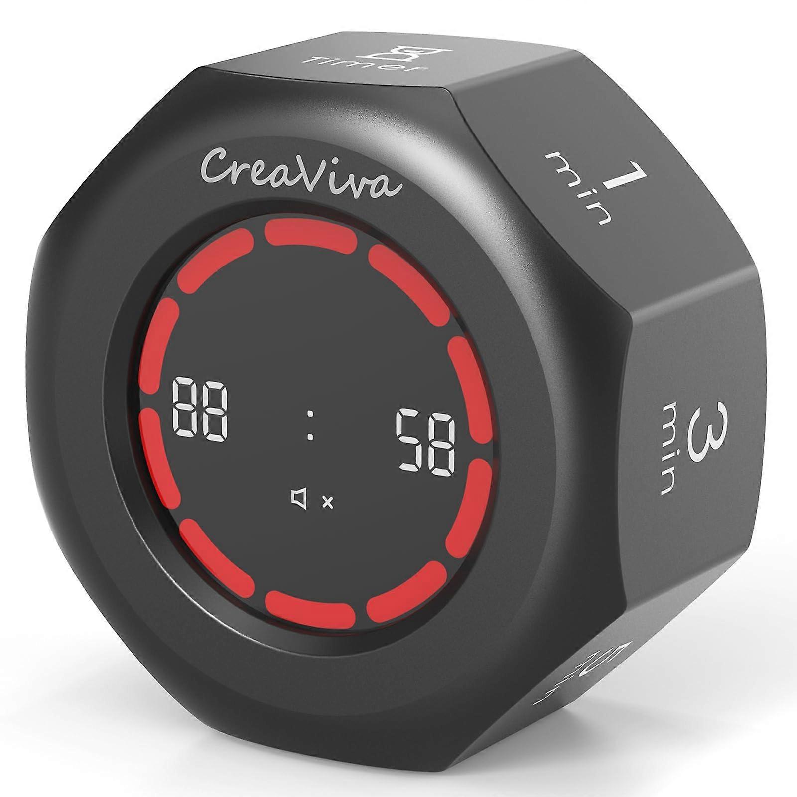 Pomodoro Timer with Flip Start, Rechargeable Digital Countdown for ADHD, Kids, Study, Kitchen, Space Grey