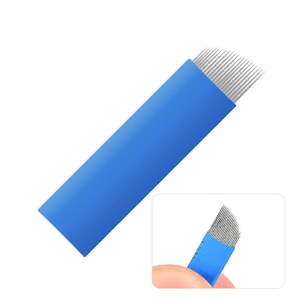 50pcs 0.18mm Blue Microblading Needles for Eyebrows, Gamma Ray Sterilized Permanent Makeup
