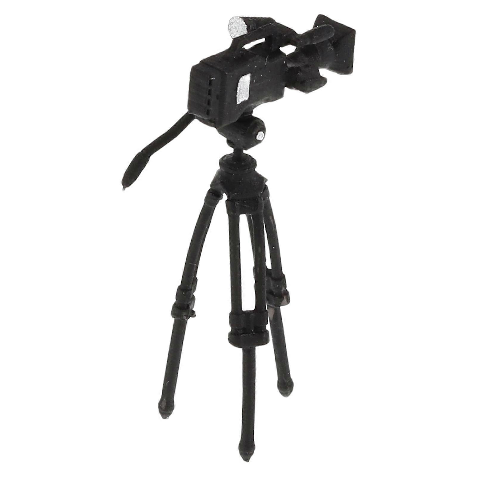 Black Miniature Camera Tripod Stand for Dollhouse Accessory