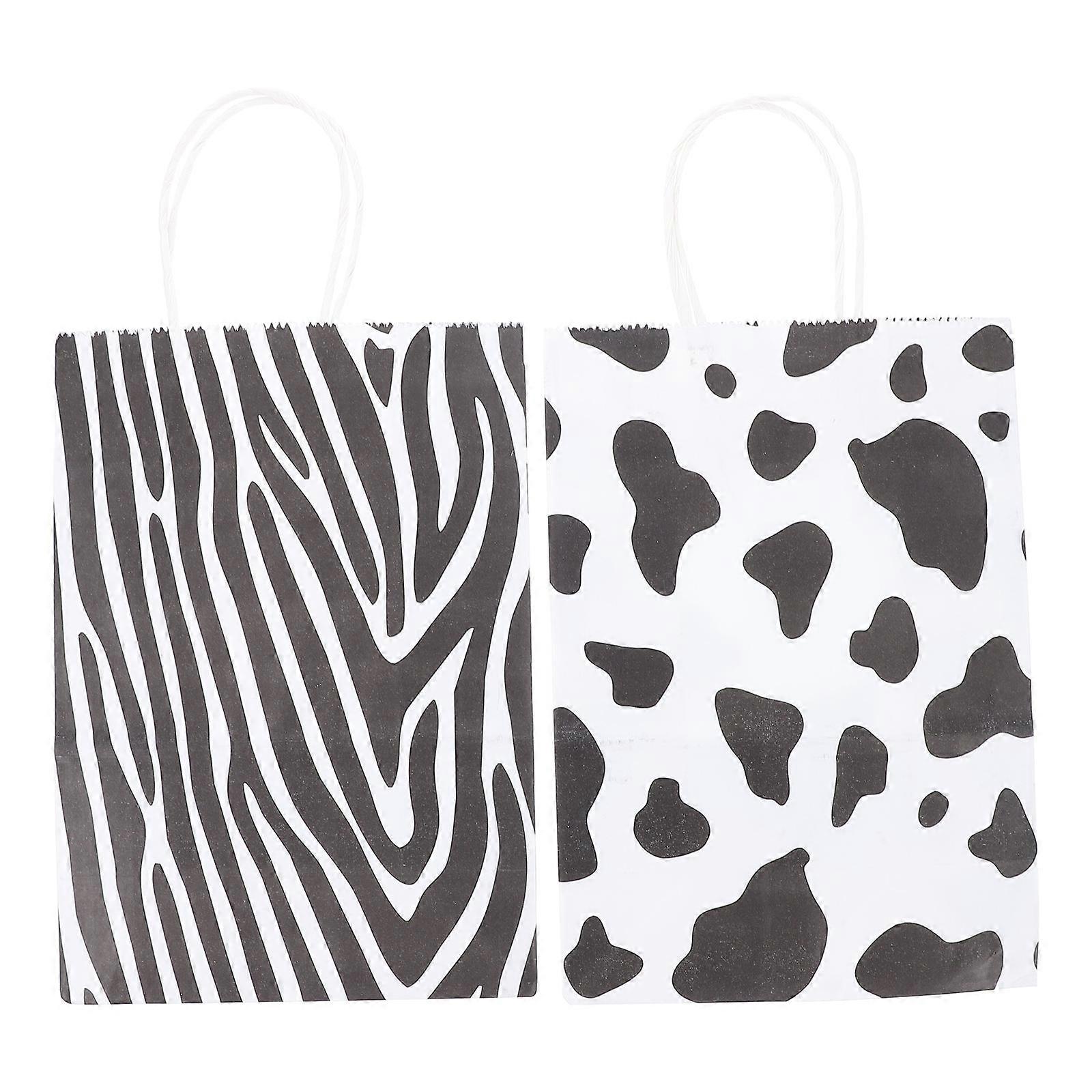 Zebra Pattern Paper Packaging Bags for Shopping Multipurpose 24Pcs Set