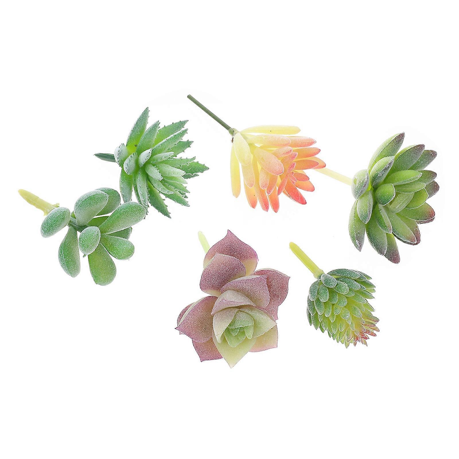 Fake Mini Succulent Decorative Plants Wedding Flocking 6Pcs