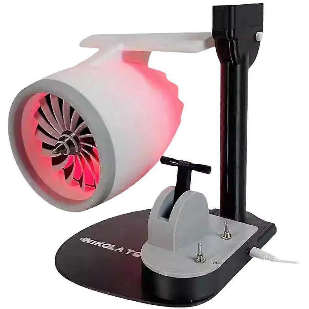 Desktop Fan with Humidifier, Adjustable Speed, Red Flame LED, Turbofan Engine Style Design