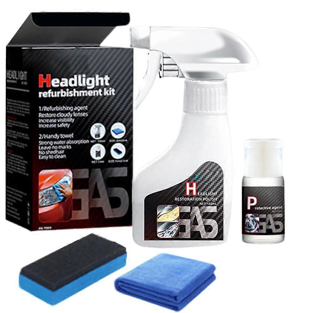 Headlight Restoration Kit with Protective Coating, Headlight Cleaner Spray for Oxidation Removal