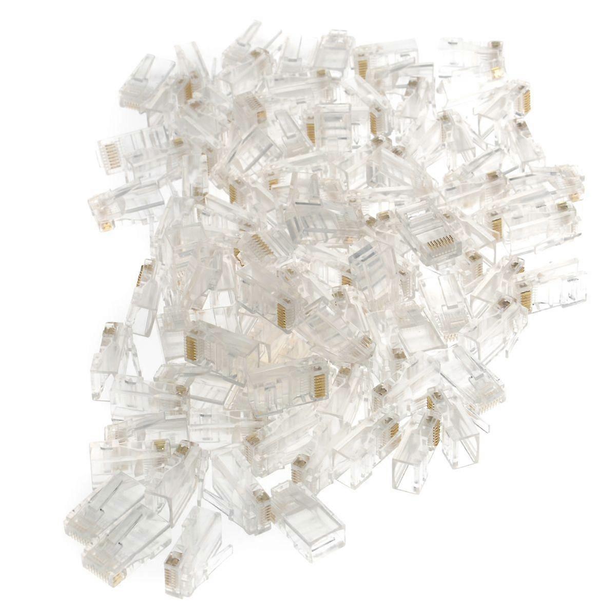 100pcs RJ45 Cat5e Cat5 Network Cable LAN Crimp Connectors Ends Plugs Set