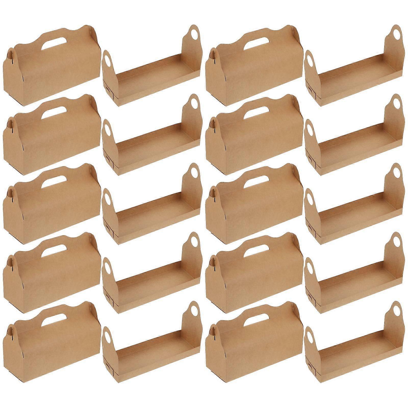 10PCS Kraft Paper Bakery Cake Boxes with Tray, EcoFriendly Biodegradable with Handles