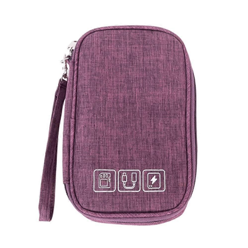 Electronics Organizer Travel Cable Bag with MultiCompartment Tangle Storage, Purple Tech Case