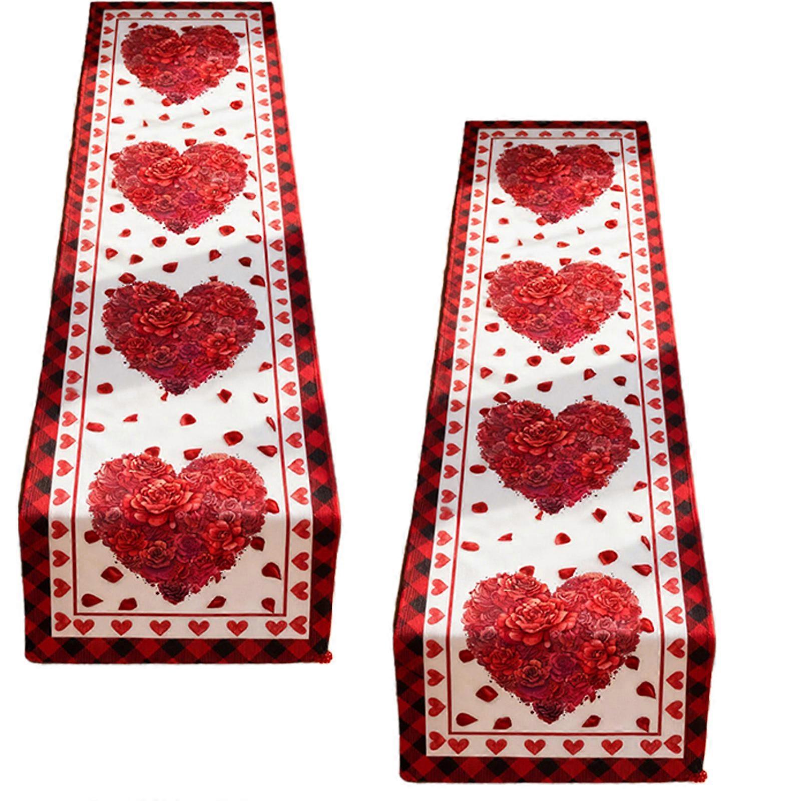 Multifunctional Dinner Tablecloth with Heart Pattern Breathable Linen Texture Washable Perfect for Kitchen Decorating Multicolor
