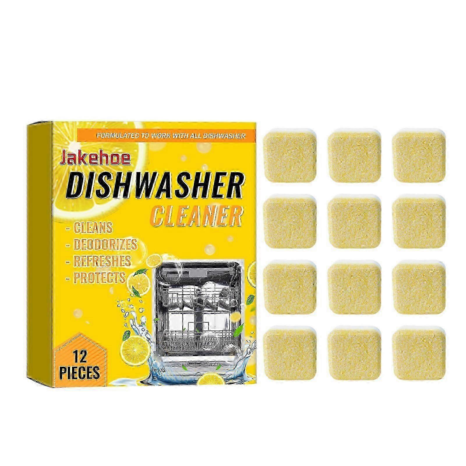 Dishwasher Cleaning Tablets, 12 Effervescent Tablets for Deep Clean & Stain Removal