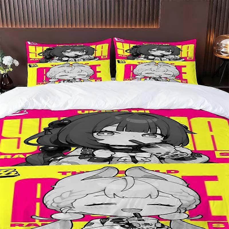3pcs Virtual Idol Vitality Illustration Pattern Set Soft and Comfortable Bedding Set Suitable for All Seasons
