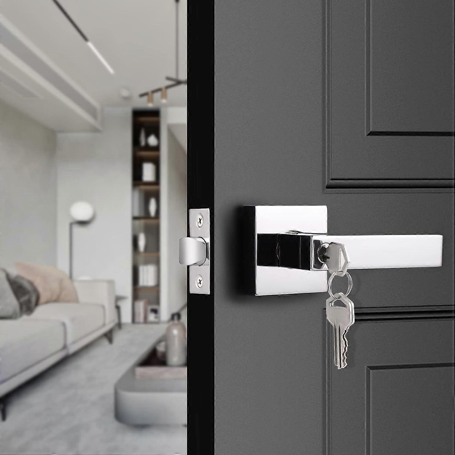 Chrome Door Handle Set with Lock - 1 Pack