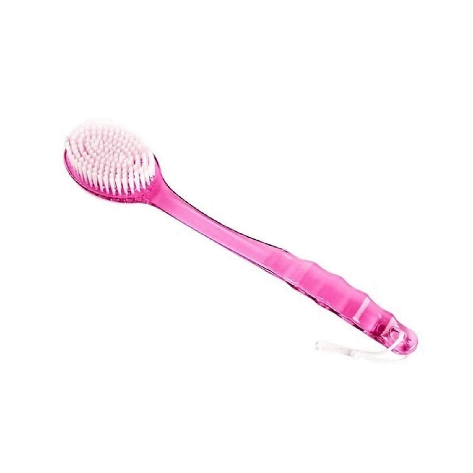 Bath Back Brush with Long Ergonomic Handle and Soft Exfoliating Bristles, Rotating Head, Red