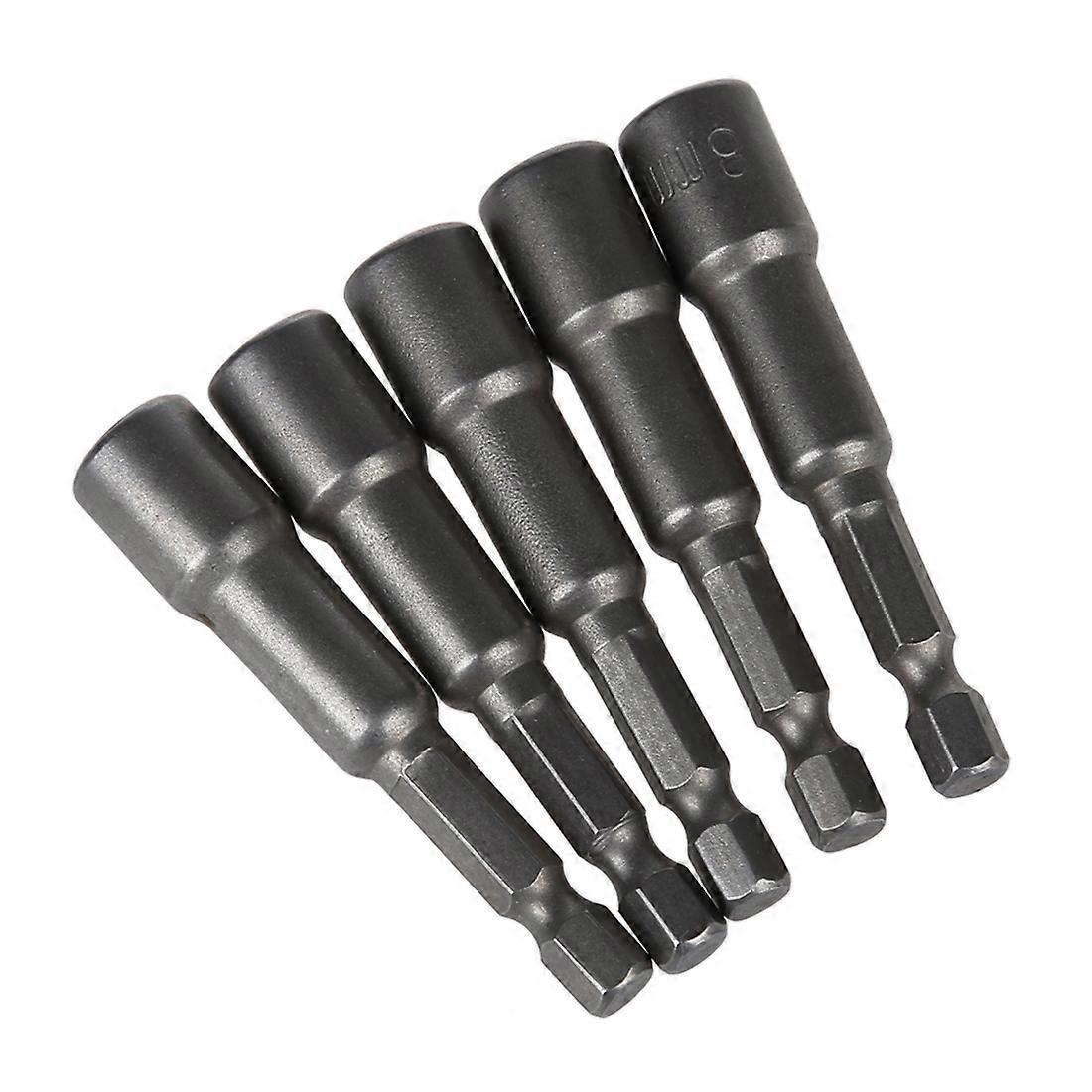 5 Pieces Magnetic Nut Driver Hex Socket Bits 8 x 65mm