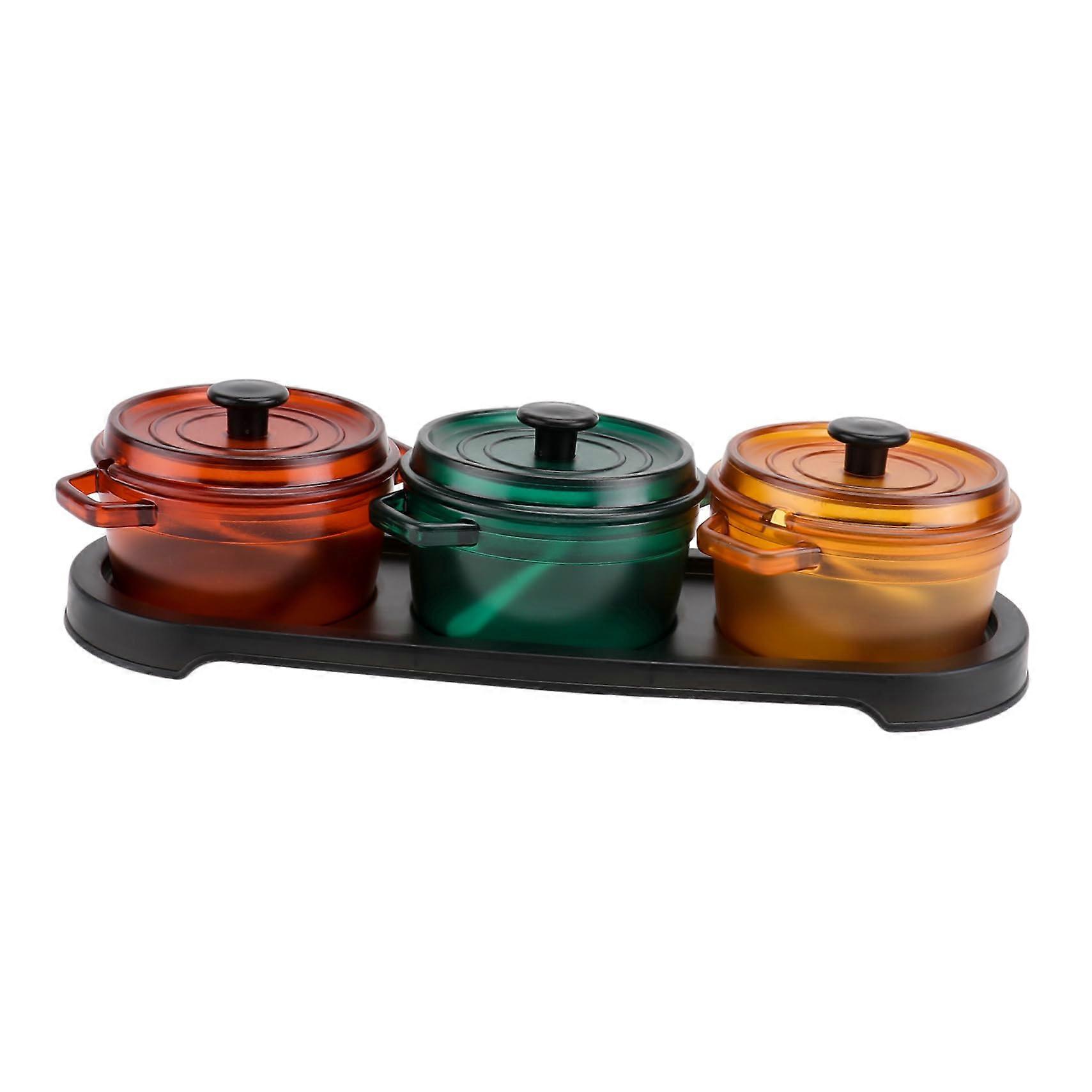 Condiment Storage Set with Lid and Spoon, MultiCompartment Spice Organizer for Kitchen