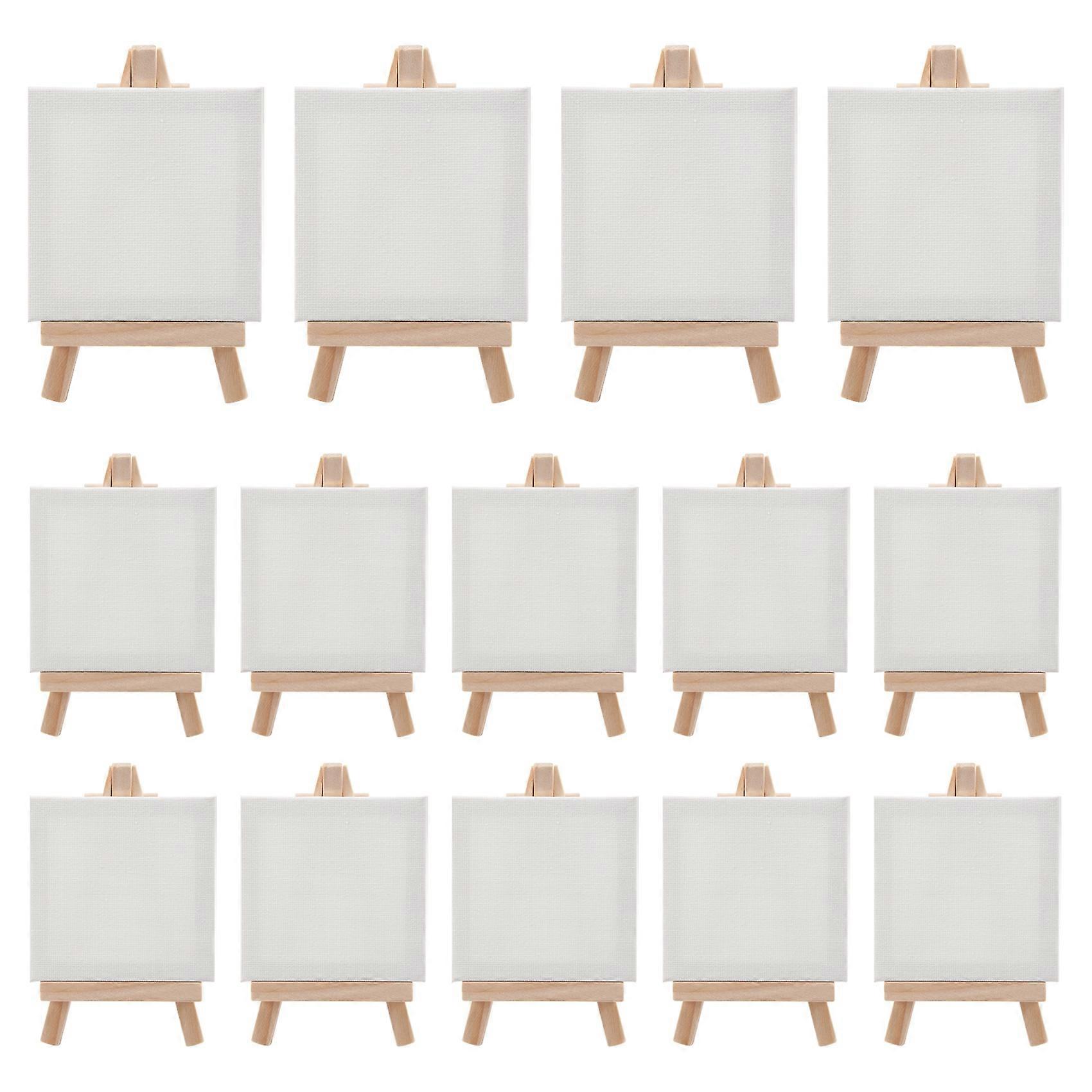 Conjunto de 14 mini pincéis para tela e cavalete, tela em polegadas
