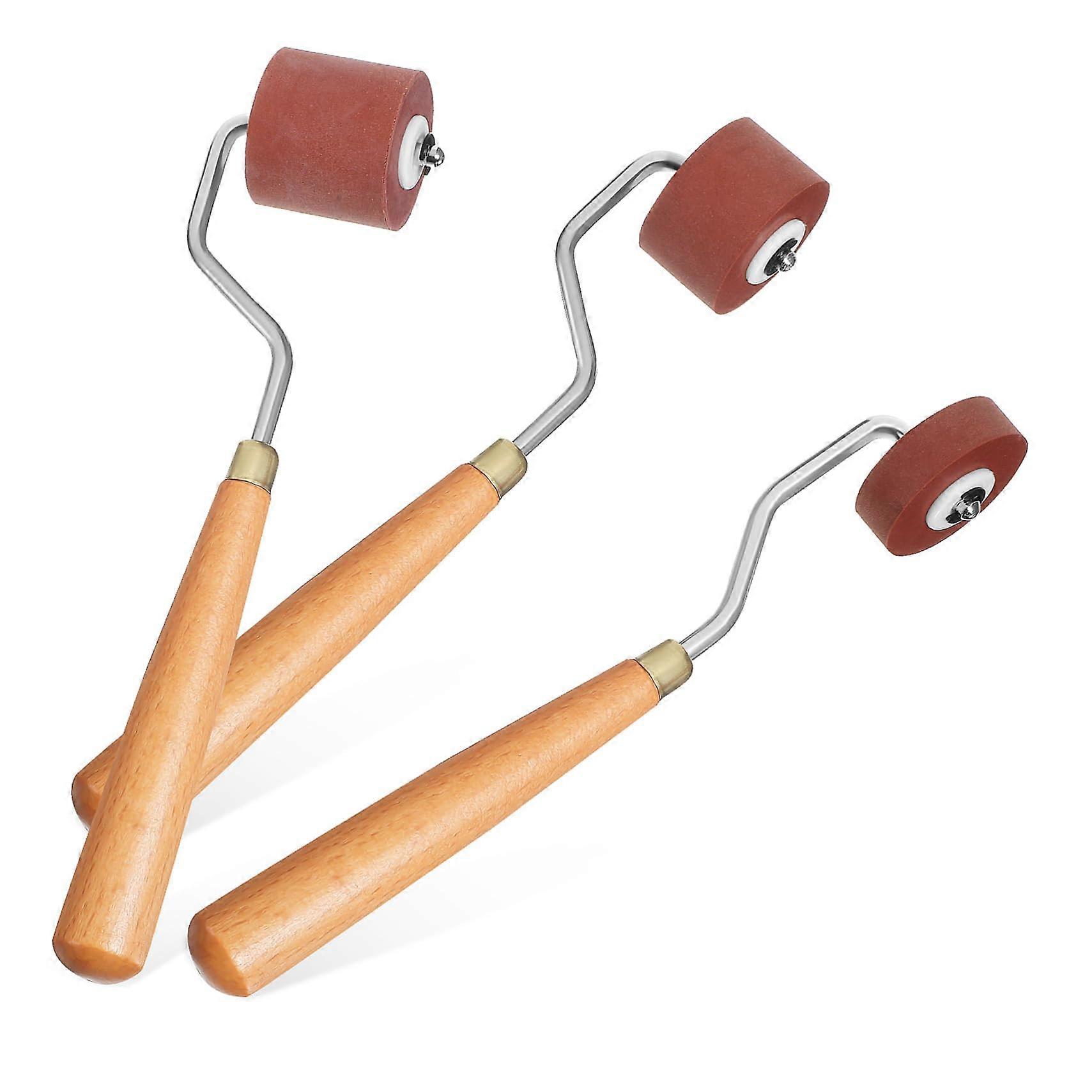 3pcs Printmaking Brayer Roller Set with Rubber Rollers for Stamping, Painting and Craft Glue